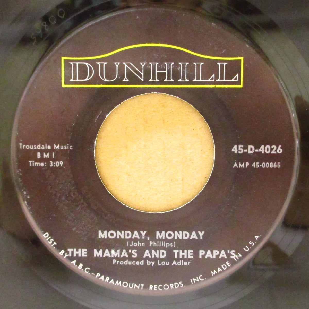 MAMAS & THE PAPAS, THE (ザ・ママス ＆ ザ・パパス)  - Monday, Monday (US '66 オリジナル 7インチ)全米１位フラワー・フォーキーポップ！