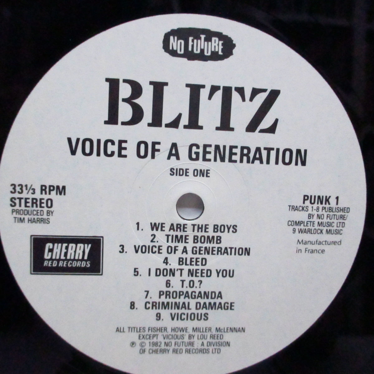BLITZ (ブリッツ)  - Voice Of A Generation (UK レイト80's 再発「白黒ラベ」LP/バーコードジャケ) 近年稀な美品 !
