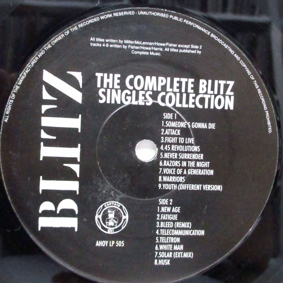 BLITZ (ブリッツ)  - The Complete Blitz Singles Collection (UK '96 再発 LP+インサート）