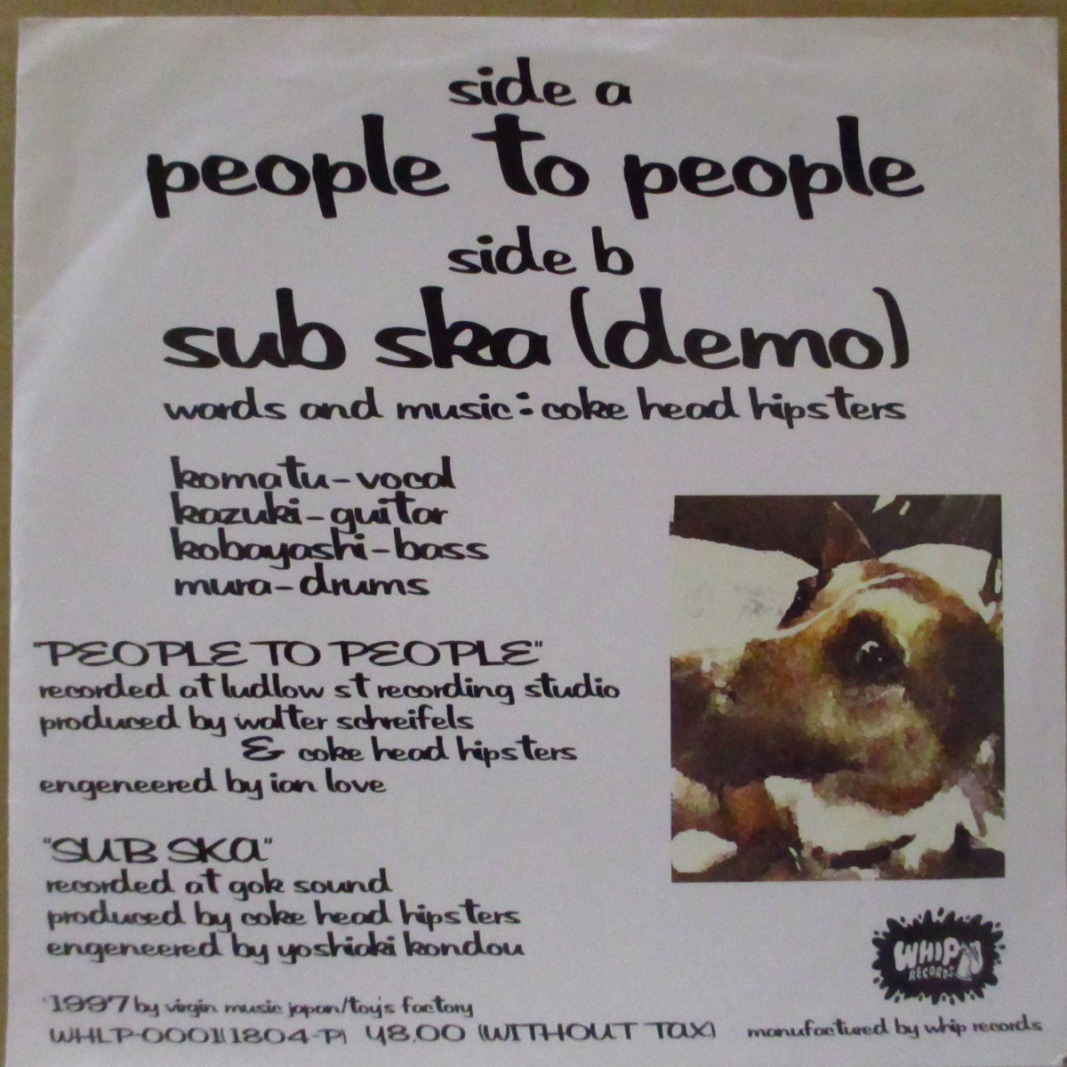 COKEHEAD HIPSTERS (コークヘッド・ヒップスターズ)  - People To People (Japan '97 オリジナル 7インチ+インサート/光沢ソフト紙ジャケ)