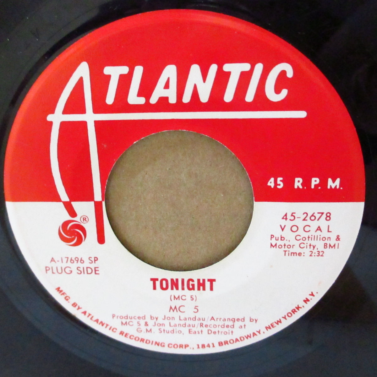 MC 5 (エム・シー・ファイヴ)  - Tonight / Looking At You (US '69 プロモ・赤・白ラベ 7インチ)両面ガレージ・ソウルど名曲！