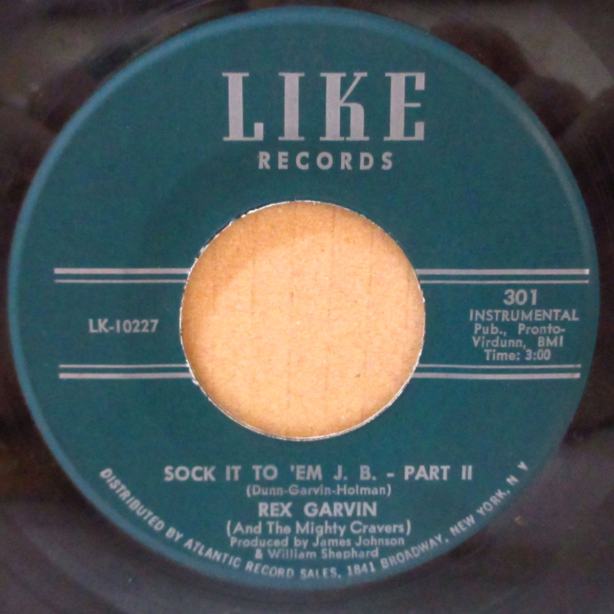 REX GARVIN (& THE MIGHTY CRAVERS) (レックス・ガーヴィン＆ザ・マイティ・クレイヴァース)  - Sock It To 'Em J.B. (Part.1&2) (US '66 再発「Atlantic住所、流通ラベ」7インチ) スペシャルズのカヴァ原曲