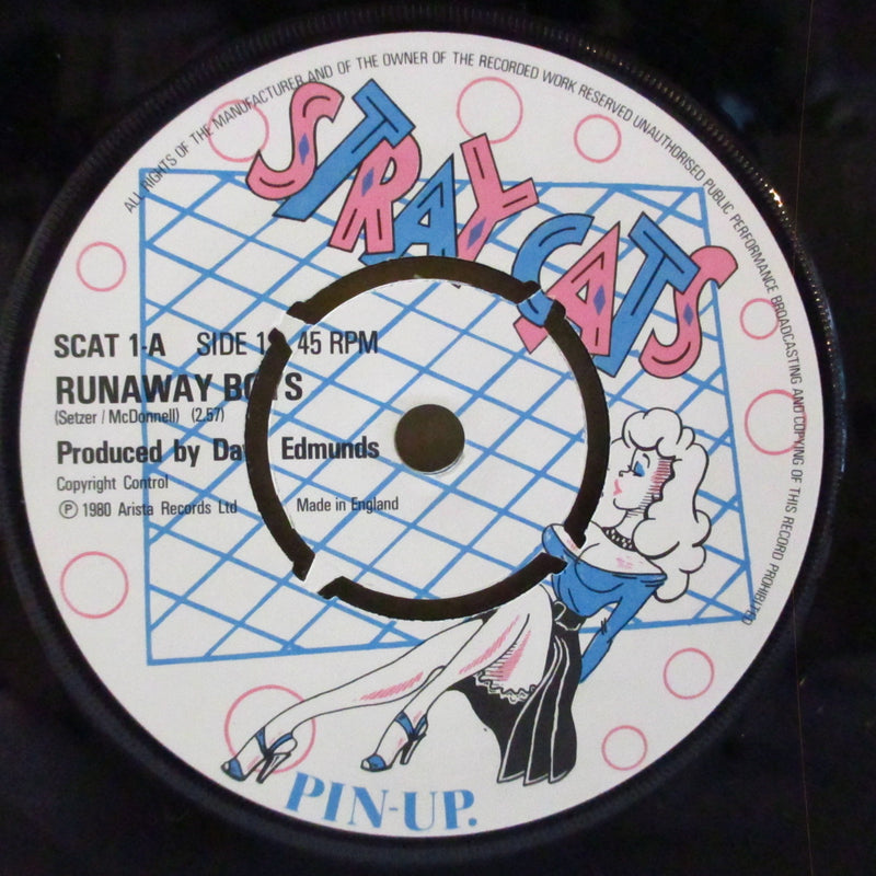STRAY CATS (ストレイ・キャッツ)  - Runaway Boys (UK オリジナル「ピンナップガール」ペーパーラベ・ラウンドセンター 7インチ+マット・ソフト紙ジャケ)