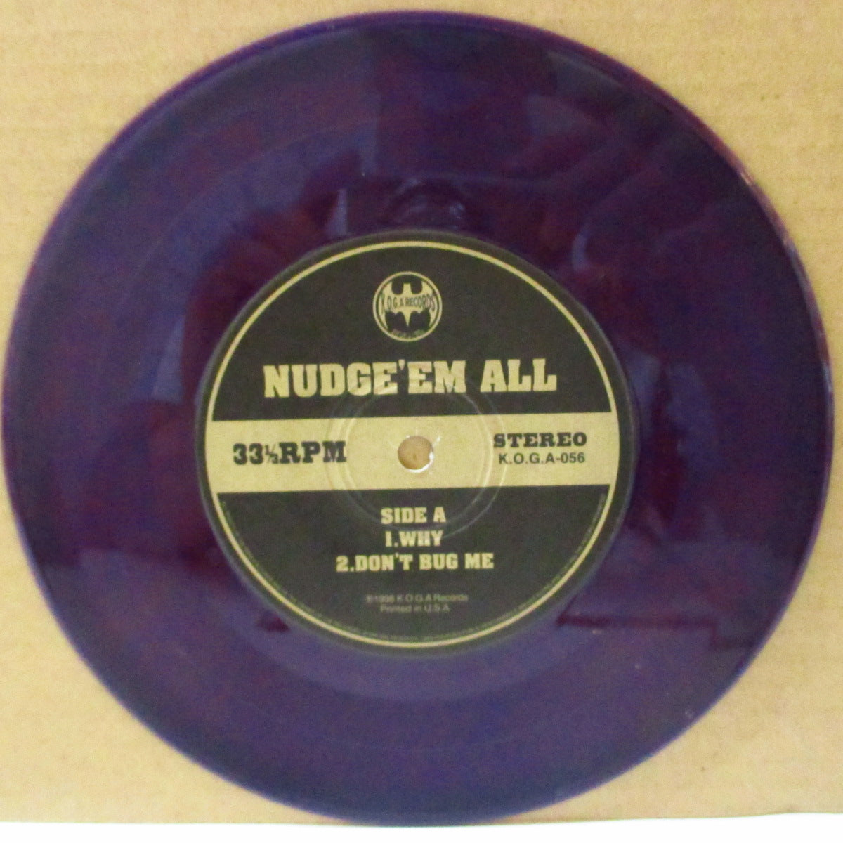 NUDGE'EM ALL & HOLIDAYS (ナッヂエム・オール & ホリディズ)  - Split! (Japan '98 限定4曲入り33回転スプリット「クリア紫盤」 7インチ/光沢ソフト紙ジャケ)