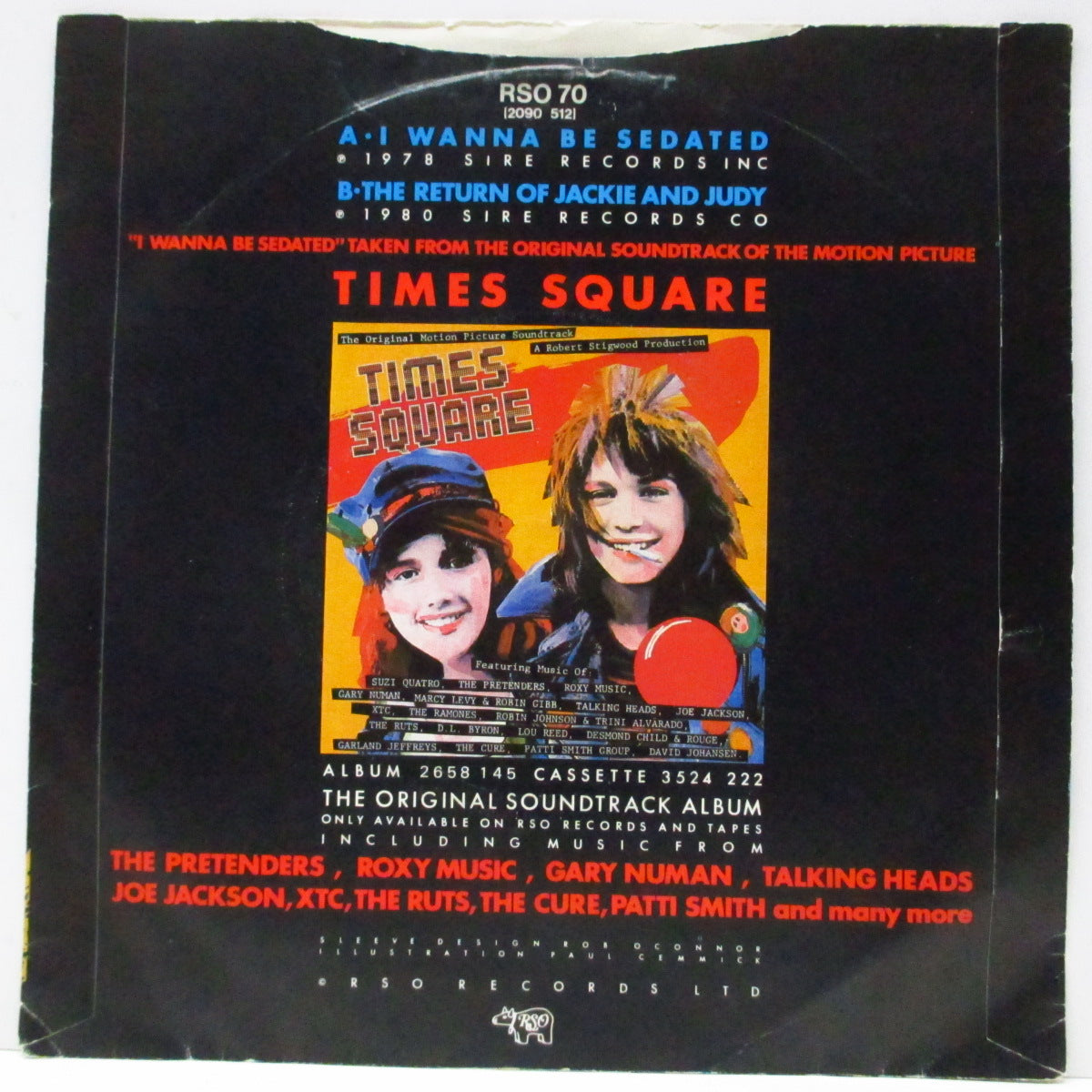 RAMONES (ラモーンズ)  - I Wanna Be Sedated (UK オリジナル 7"/光沢ソフト紙折り返しジャケ)「タイムズ・スクエア」サントラ !
