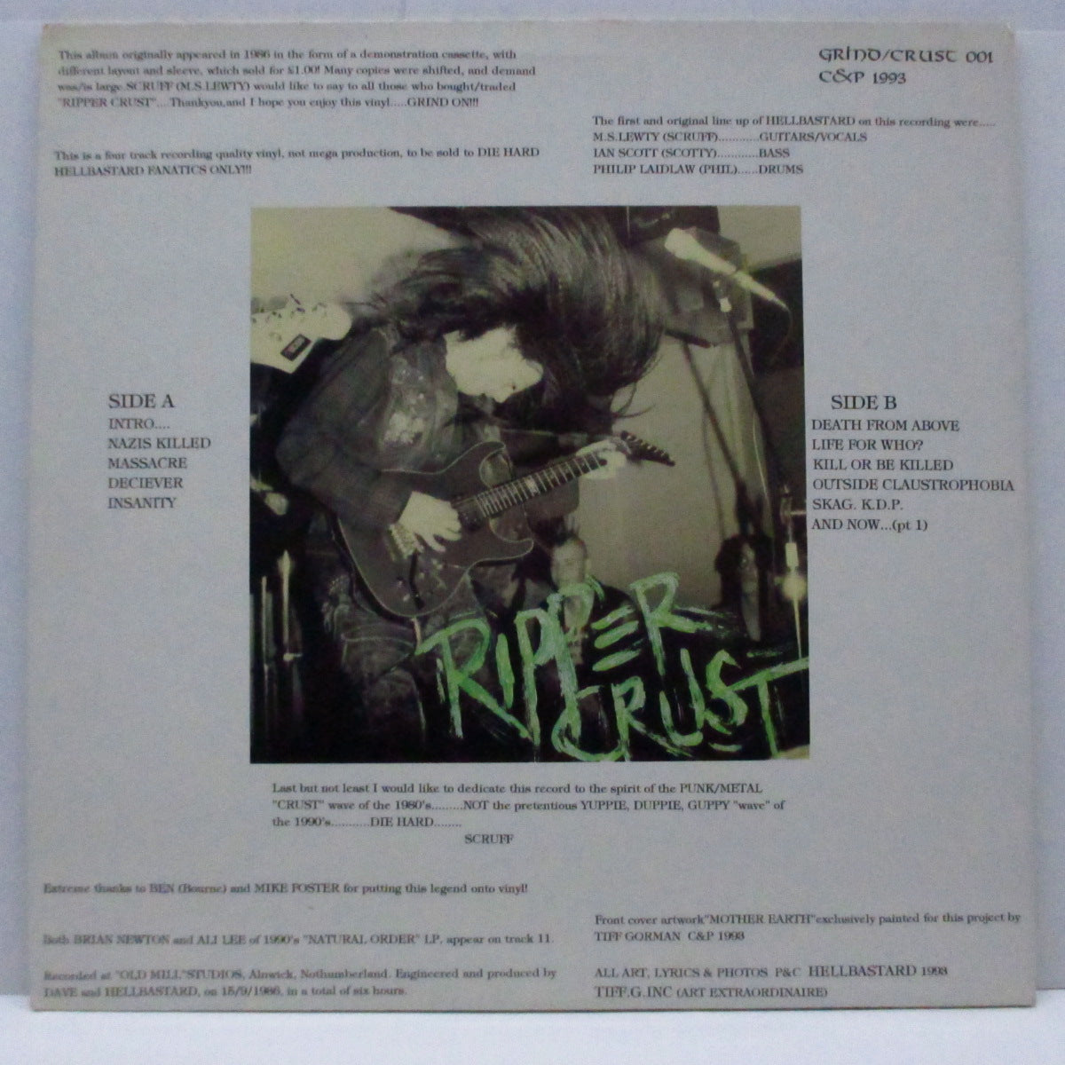 HELLBASTARD (ヘルバスタード)  - Ripper Crust (UK '93 再発「パープルヴァイナル」LP+インナー) '86年ファーストデモ！