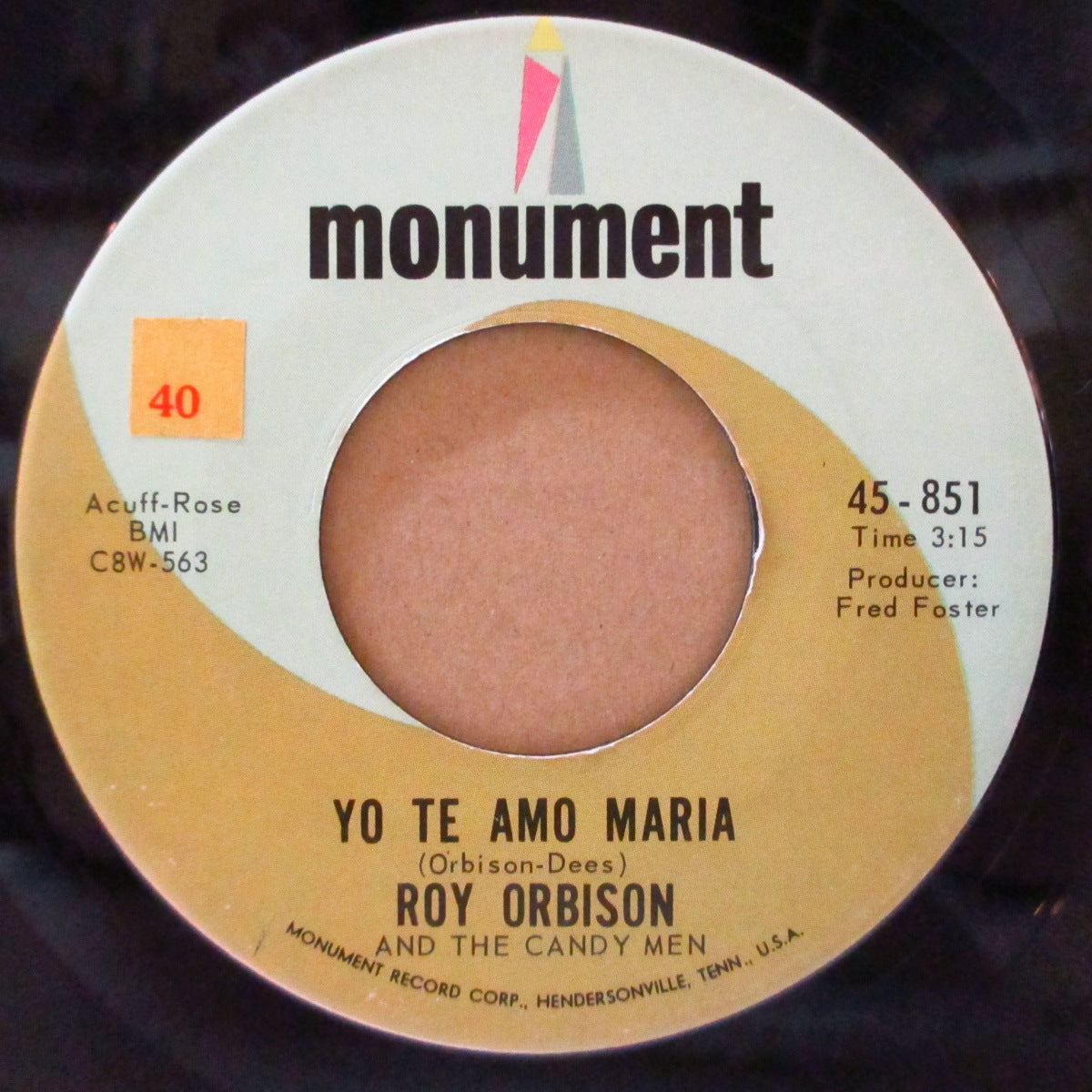 ROY ORBISON (ロイ・オービソン)  - Oh, Pretty Woman (US '64 セカンド・プレス 7インチ/Monument-851)全米、全英1位ヒット曲