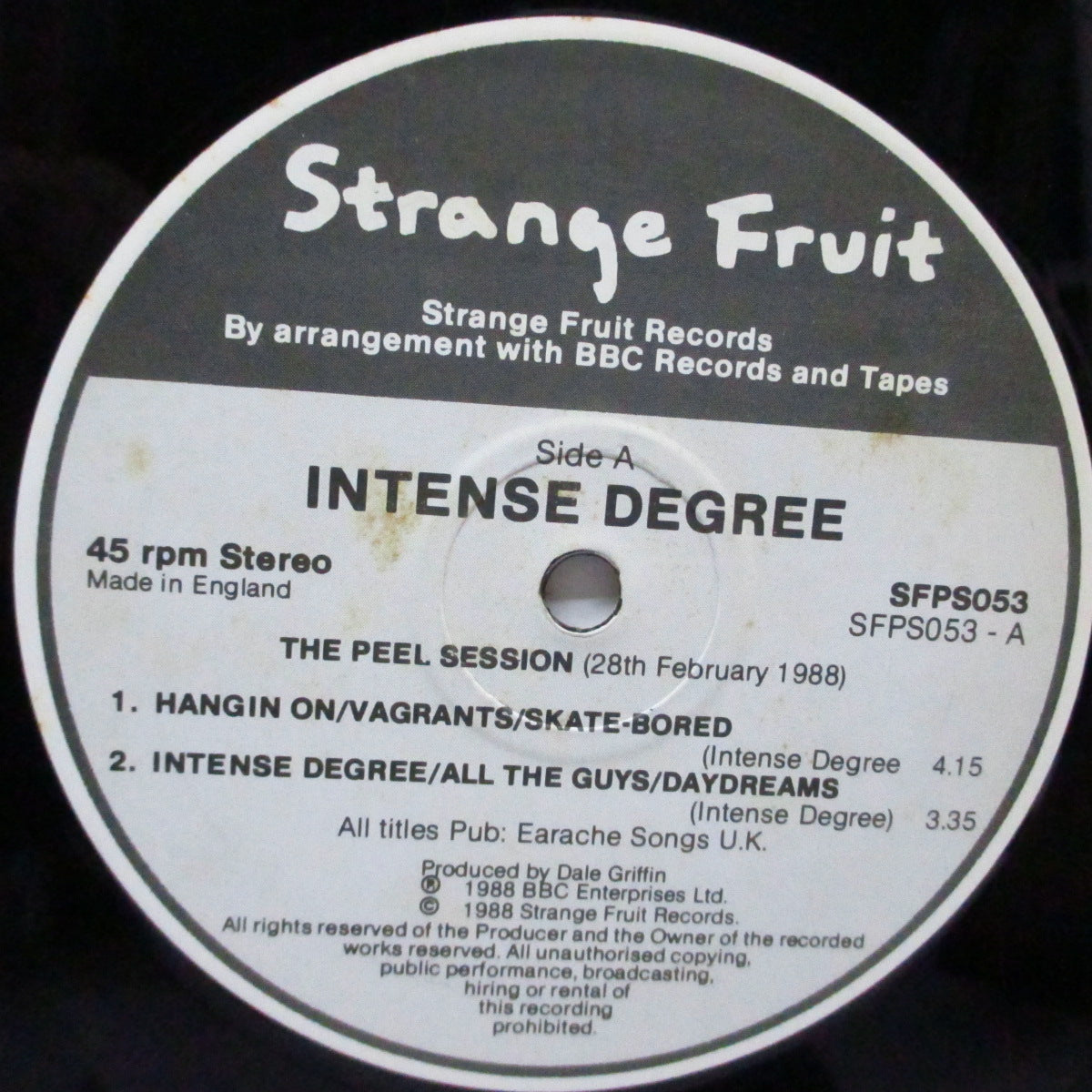 INTENSE DEGREE (インテンス・ディグリー)  - The Peel Sessions (UK 限定 「グレイ＆ホワイト」ラベ 11曲入り 12"/メタリックジャケ）インサート無し！