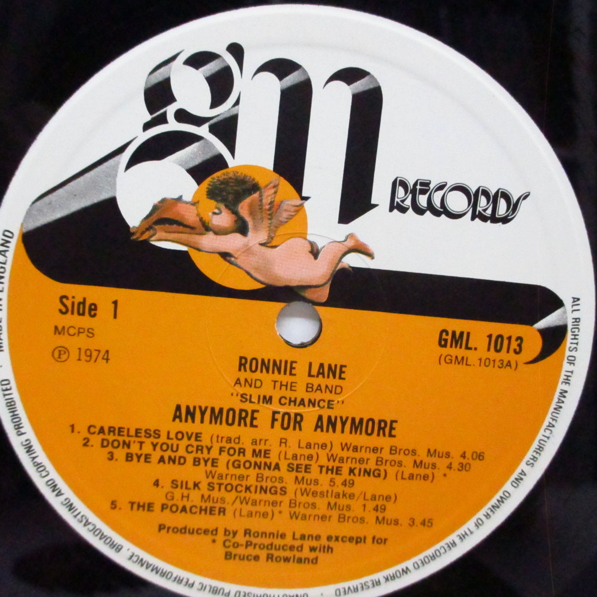 RONNIE LANE & SLIM CHANCE (ロニー・レイン & スリム・チャンス)  - Anymore For Anymore (UK オリジナル「ケルビム (智天使) ロゴ」ラベ LP/光沢ジャケ) '74年デビューアルバム！