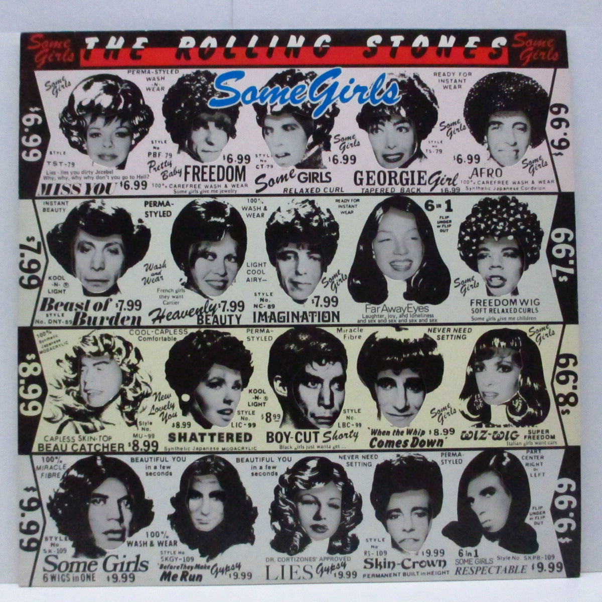 ROLLING STONES (ローリング・ストーンズ)  - Some Girls (UK オリジナル LP+無修正インナー/「青タイトル」薄ピンク/薄緑/薄黄/薄青 ダイカットジャケ)