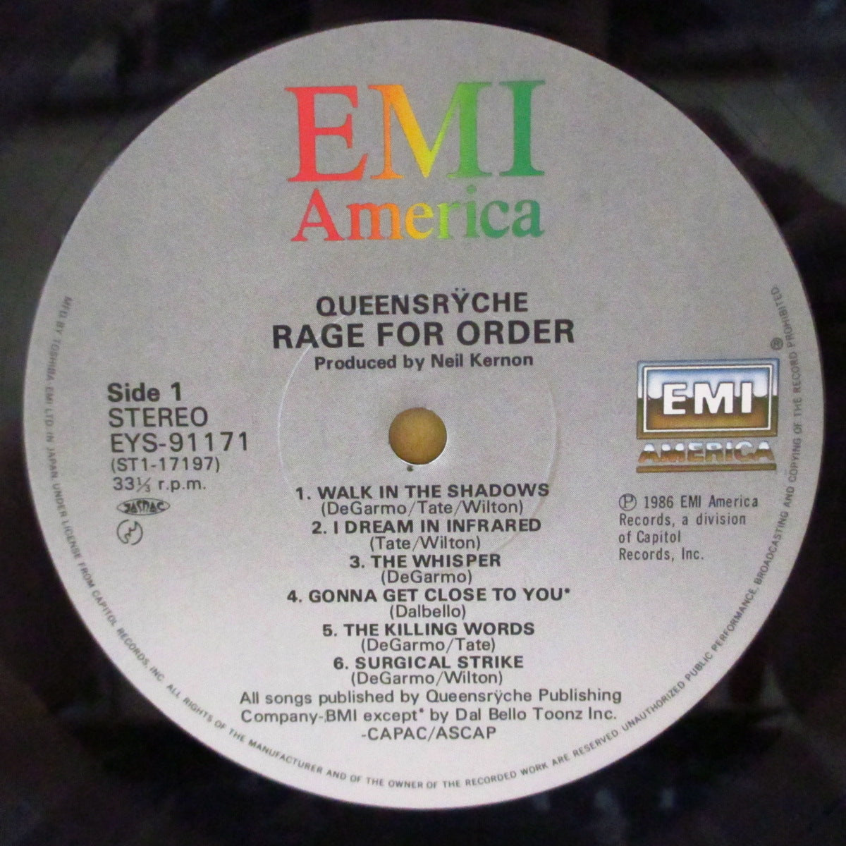 QUEENSRYCHE (クイーンズライチ)  - 炎の伝説 - Rage For Order (Japan オリジナル LP+帯, インサート) '86年2ndアルバム