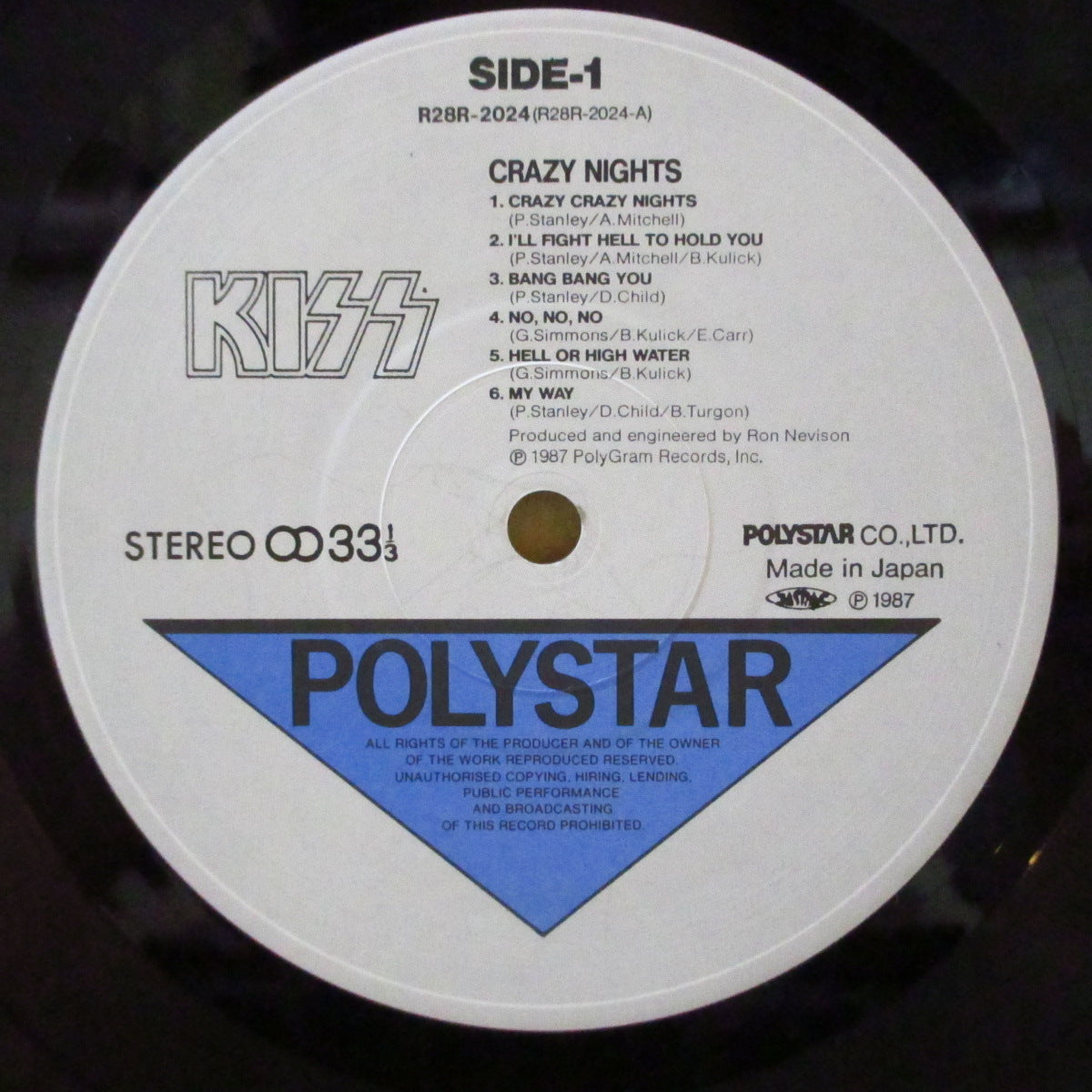 KISS (キッス)  - クレイジー・ナイト：Crazy Nights (Japan オリジナル LP+帯, 2x見開きインサート) '87年14thアルバム