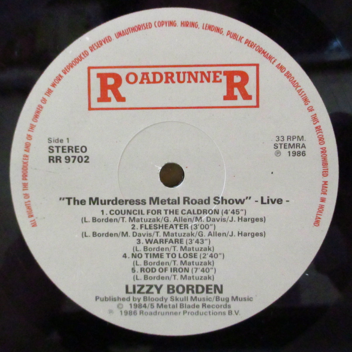 LIZZY BORDEN (リジー・ボーデン)  - The Murderess Metal Road Show (EU オリジナル 2xLP+インナー/見開きジャケ) '86年ライブアルバム