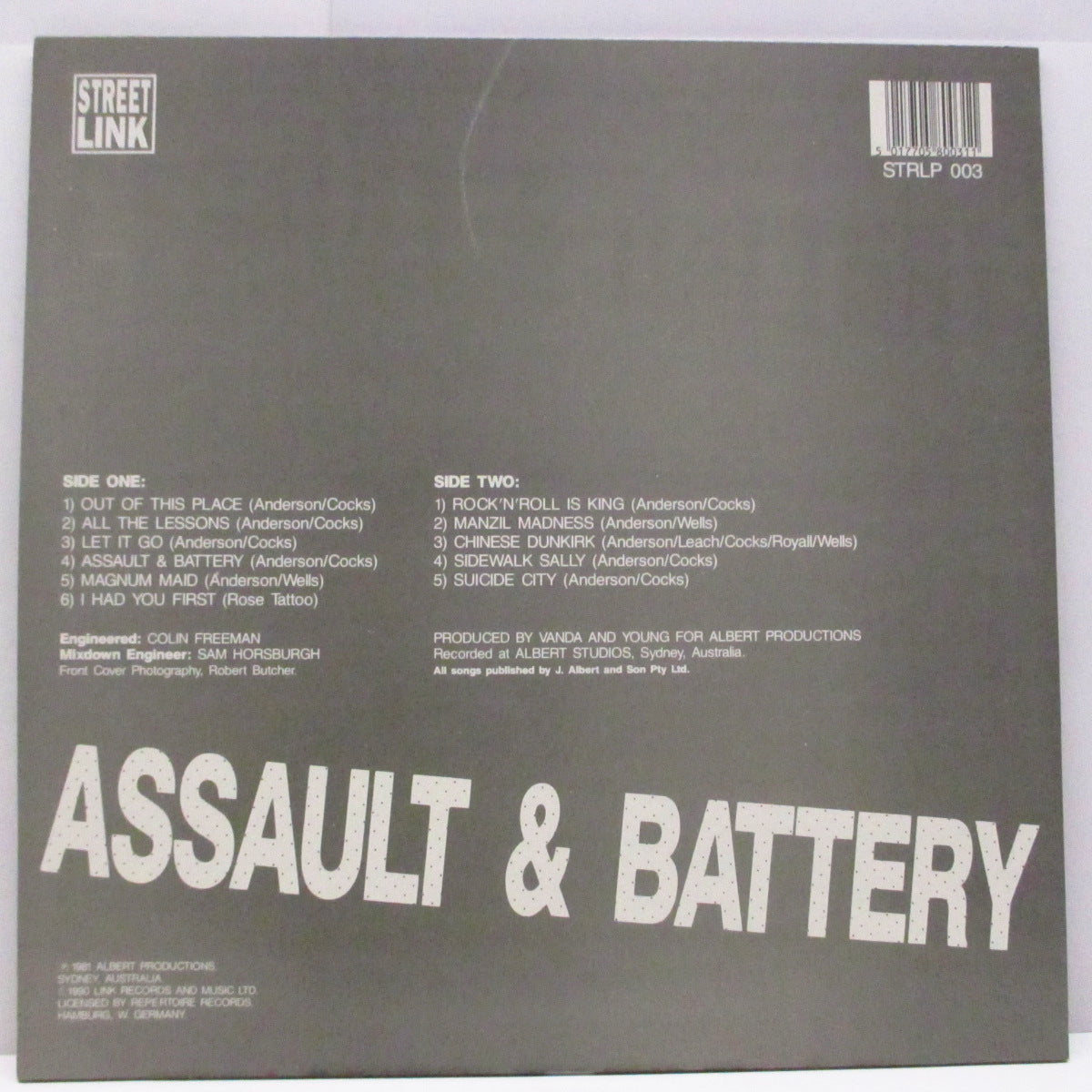 ROSE TATTOO (ローズ・タトゥー)  - Assault & Battery (UK '90 1,000枚限定再発「赤盤」LP/ナンバリングステッカー付ジャケ）ボーナス1曲入り！