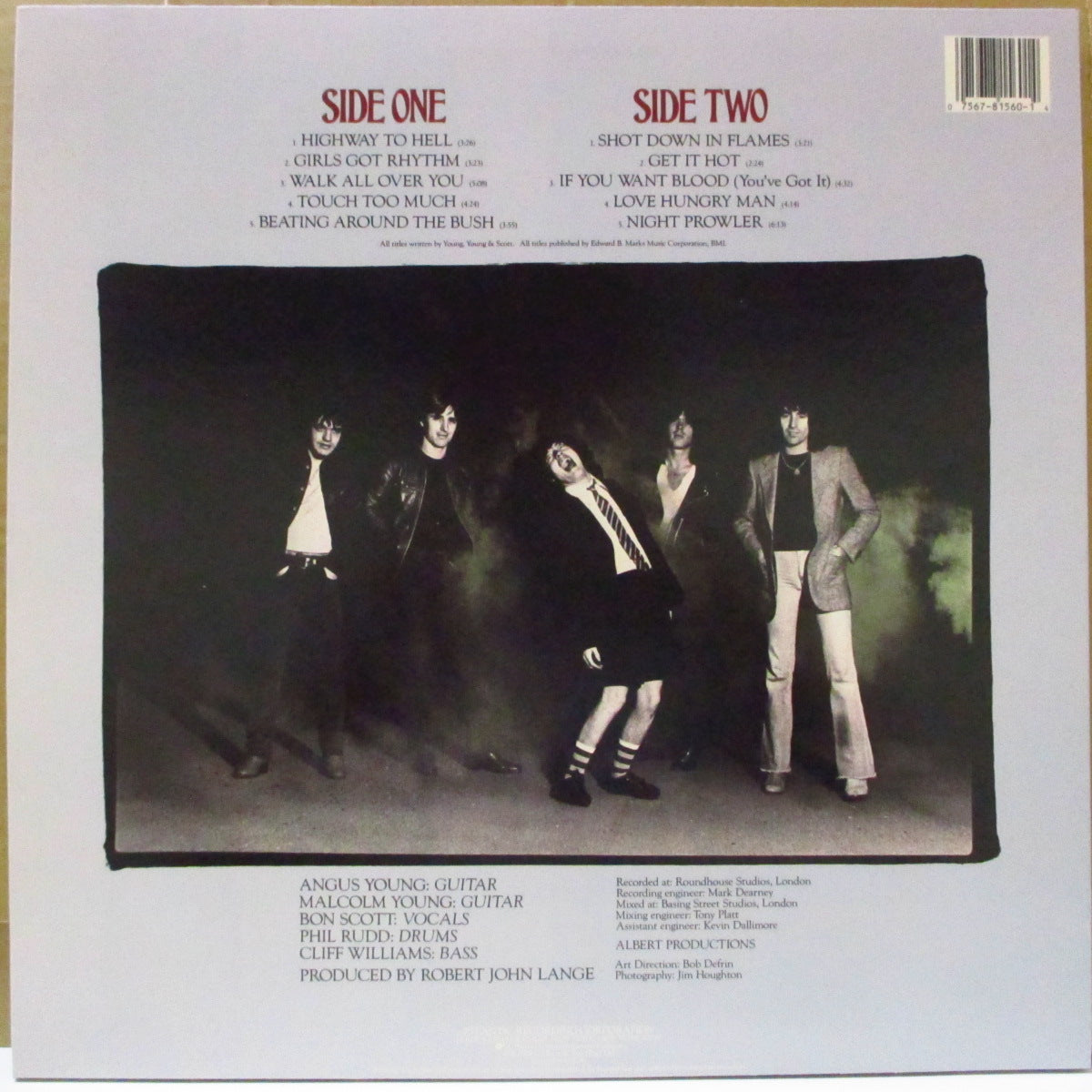 AC/DC (エーシー・ディーシー)  - Highway To Hell (US '80's 再発 LP+レーベル・ソフト紙インナー/バーコードあり光沢ジャケ) '79年6thアルバム