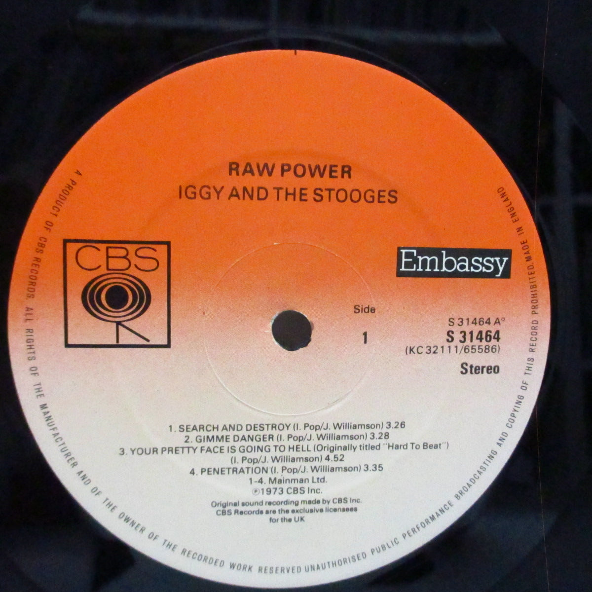 IGGY AND THE STOOGES (イギー & ザ・ストゥージーズ)  - Raw Power (UK '77 再発「赤/白ラベ」 LP/CBS-Embassy S 31464)