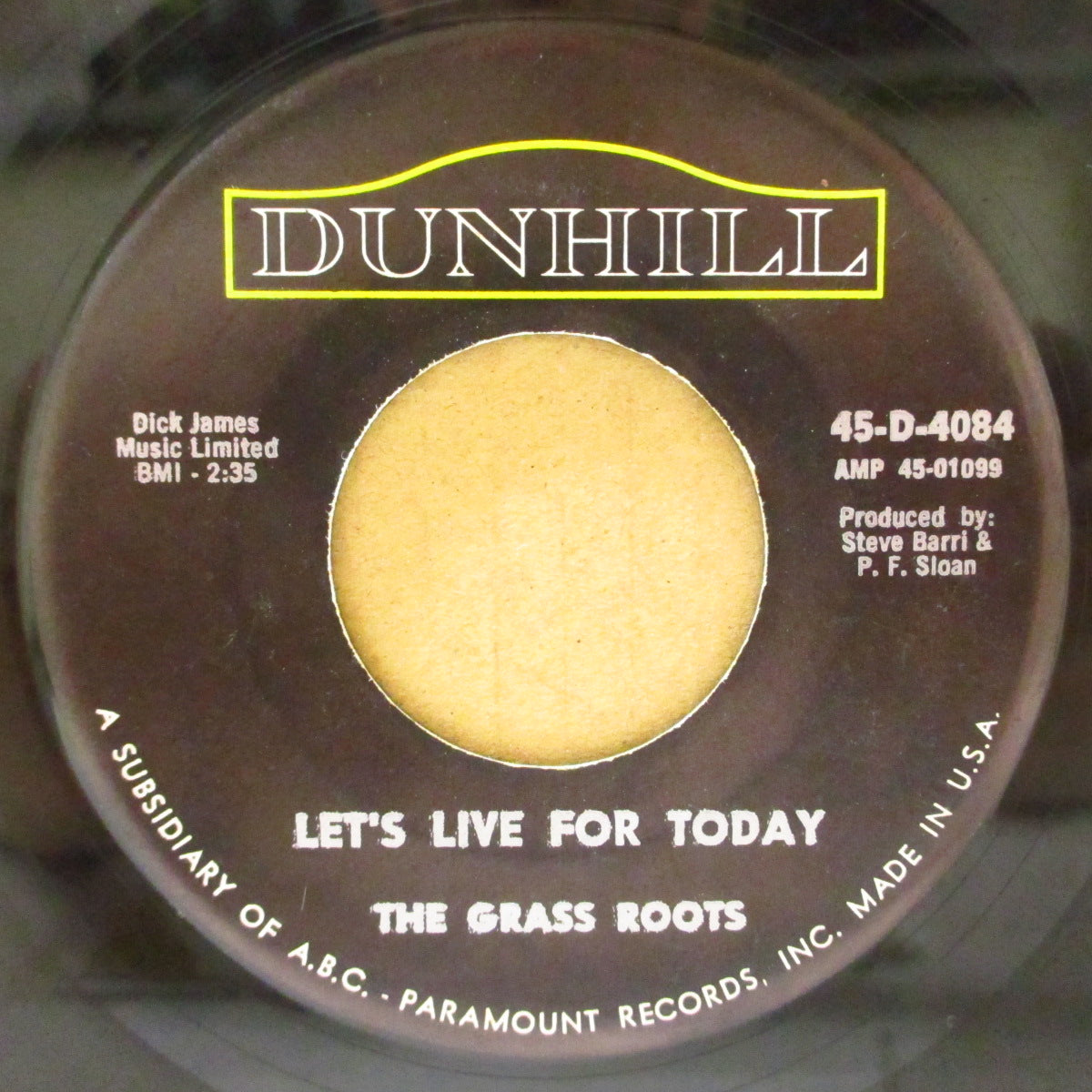 GRASS ROOTS, THE (ザ・グラス・ルーツ)  - Let's Live For Today (US '67 オリジナル7インチ)全米5位の大ヒット「今日を生きよう」