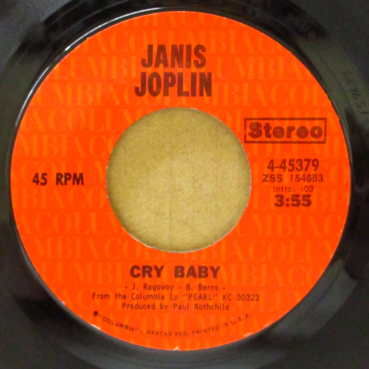 JANIS JOPLIN (ジャニス・ジョプリン)  - Cry Baby / Mercedes Benz (US '71 オリジナル・ステレオ 7インチ) 激情バラッド！