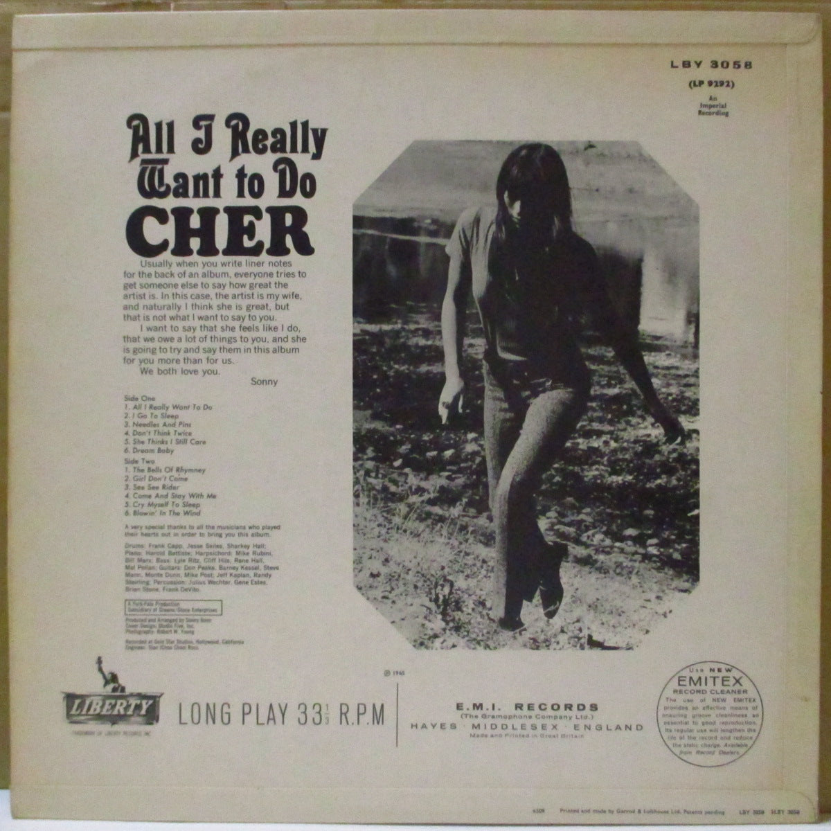 CHER (シェール)  - All I Really Want To Do (UK '65 オリジナル・モノラル LP) ソロ・デビュー・アルバム！