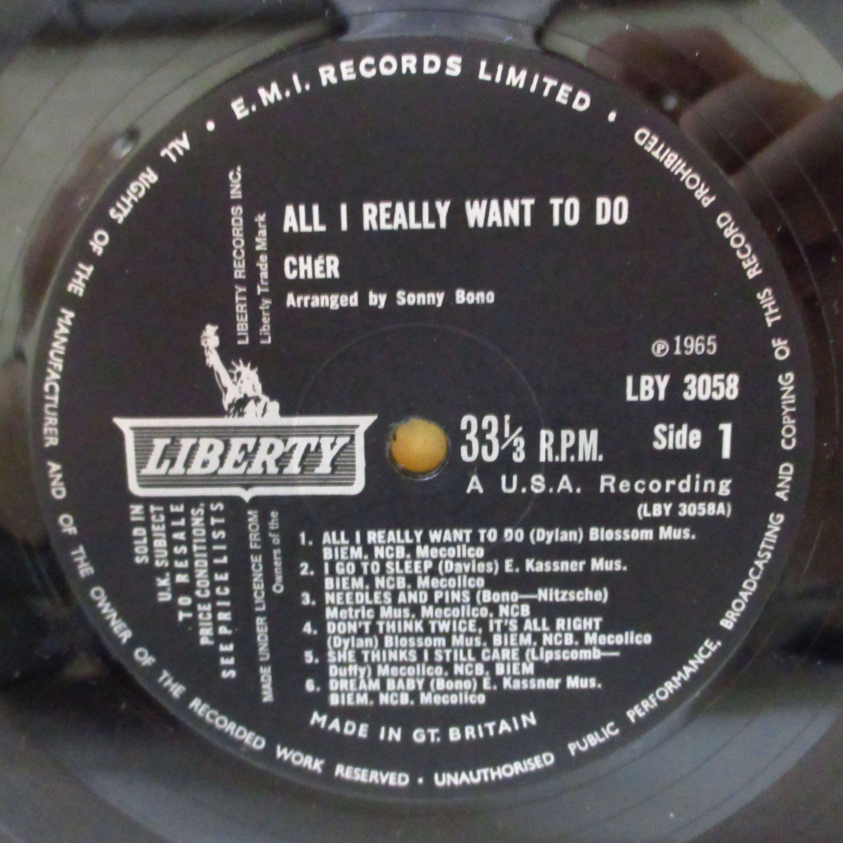 CHER (シェール)  - All I Really Want To Do (UK '65 オリジナル・モノラル LP) ソロ・デビュー・アルバム！