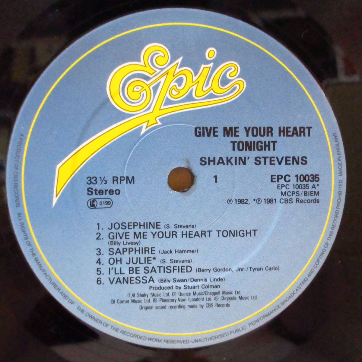 SHAKIN' STEVENS (シェイキン・スティーヴンス)  - Give Me Your Heart Tonight (UK オリジナル LP/レアステッカー付きジャケ)