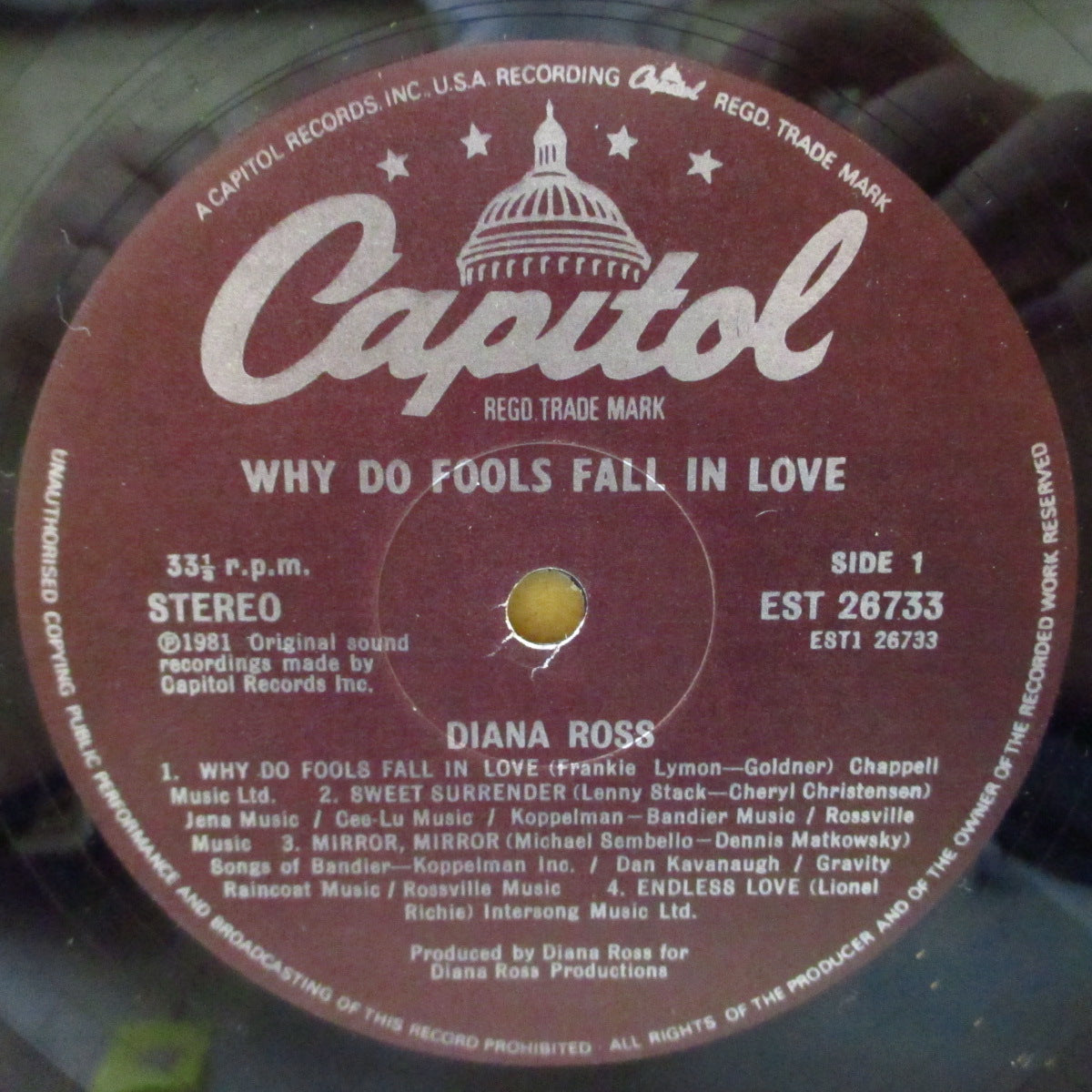 DIANA ROSS (ダイアナ・ロス)  - Why Do Fools Fall In Love (UK '81 オリジナル LP/見開きジャケ)セルフ・プロデュースソロ12作目アルバム。英美品。