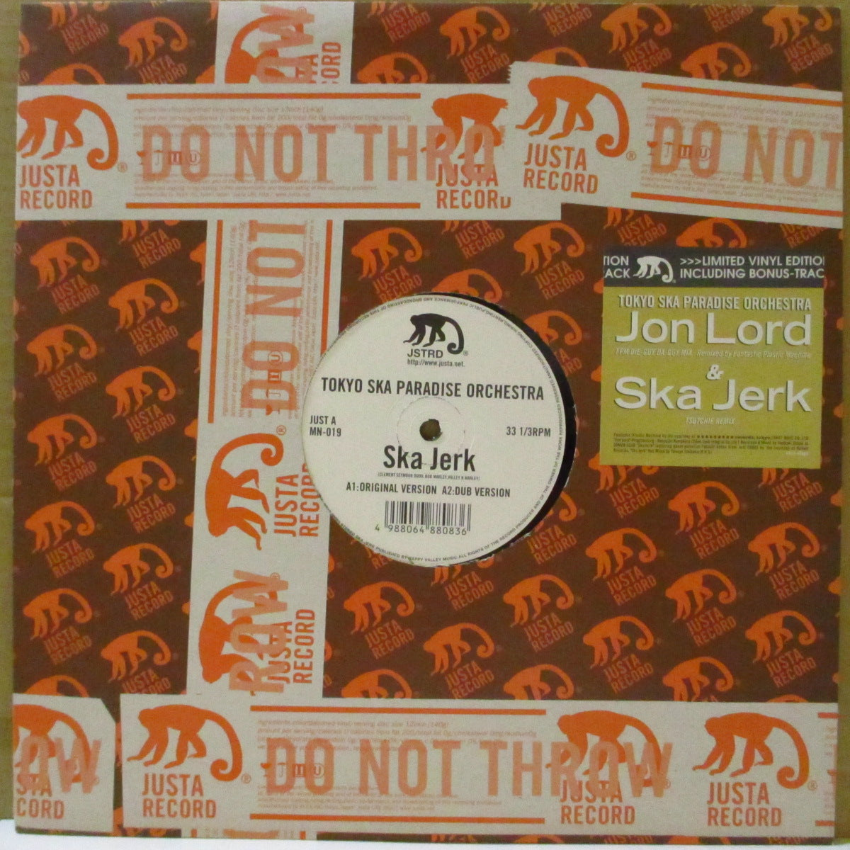 TOKYO SKA PARADISE ORCHESTRA (東京スカパラダイスオーケストラ)  - Ska Jerk / Jon Lord (Japan '98 限定4曲入り33回転 12インチ/レアステッカー付きダイカットスリーブ) 