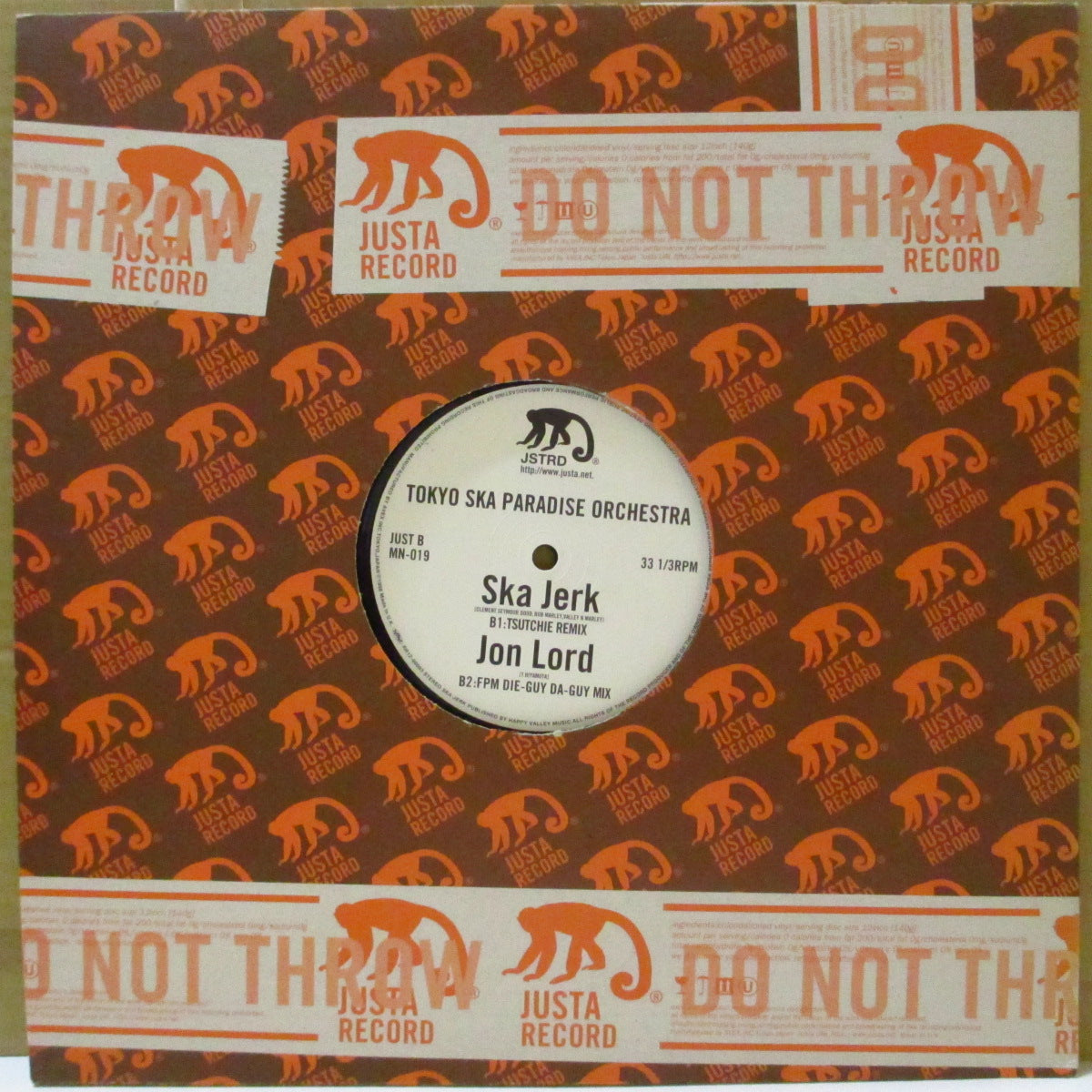 TOKYO SKA PARADISE ORCHESTRA (東京スカパラダイスオーケストラ)  - Ska Jerk / Jon Lord (Japan '98 限定4曲入り33回転 12インチ/レアステッカー付きダイカットスリーブ) 