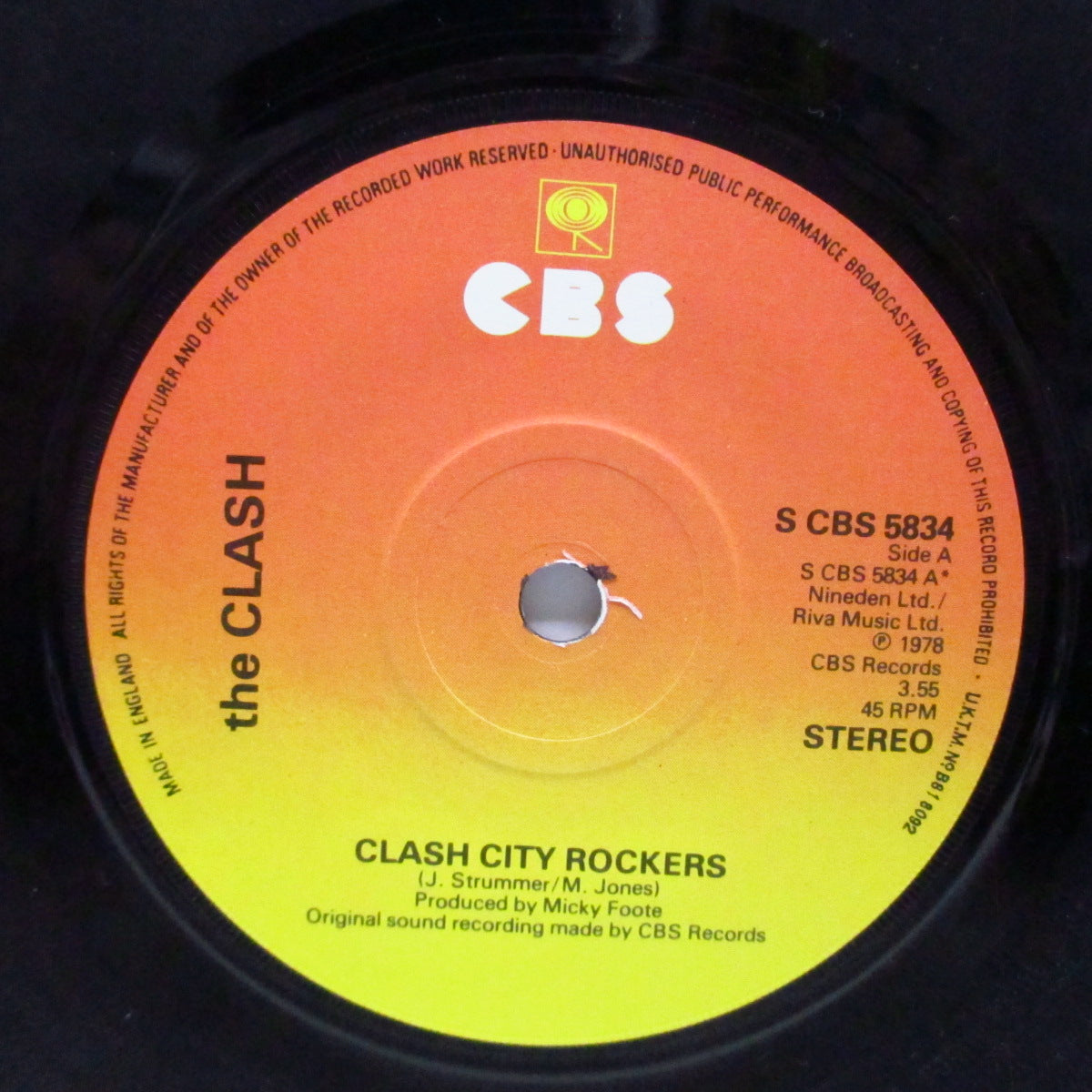 CLASH, THE (ザ・クラッシュ)  - Clash City Rockers (UK オリジナル 7"+光沢固紙折り返しジャケ)