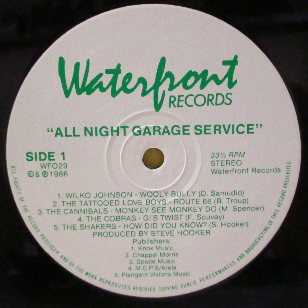 V.A. ('80s UK・パブロック〜ガレージ・コンピ)  - All Night Garage Service (UK オリジナル LP) '86年コンピレーション