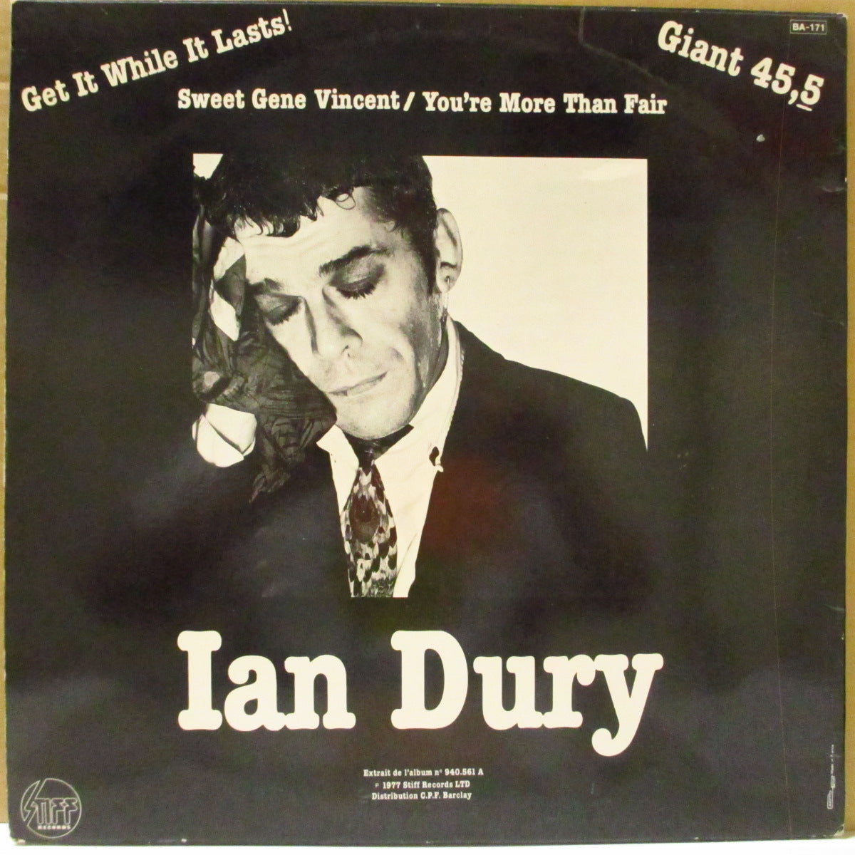 IAN DURY & THE BLOCKHEADS (イアン・デューリー&ザ・ブロックヘッズ)  - Sex & Drugs & Rock & Roll +2 (France '79 再発3曲入り 12インチ/「プライス・コード "BA-171" 両面コーティングジャケ)
