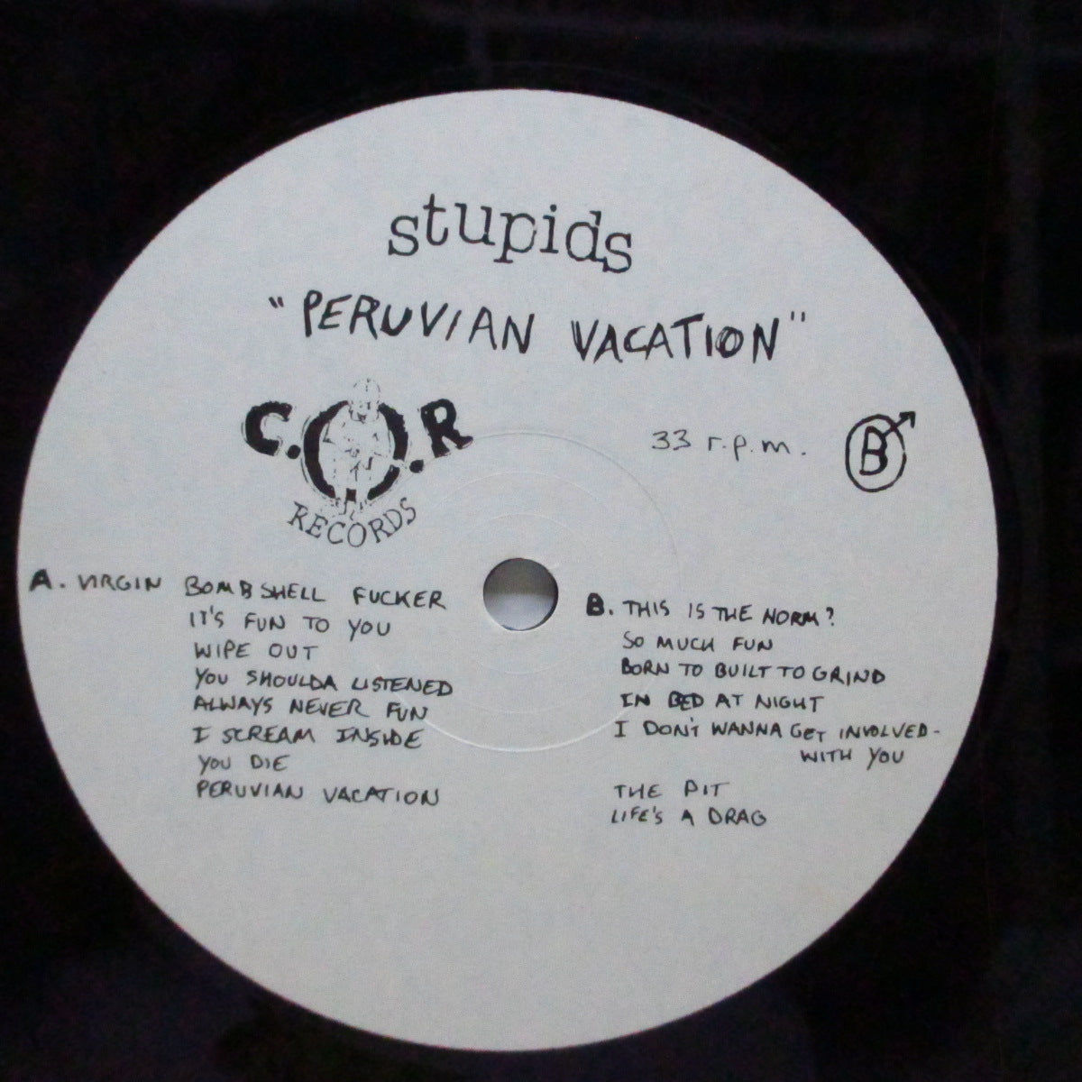 STUPIDS (ストゥーピッズ)  - Peruvian Vacation (UK オリジナル LP+インサート/初回黄色ジャケ)