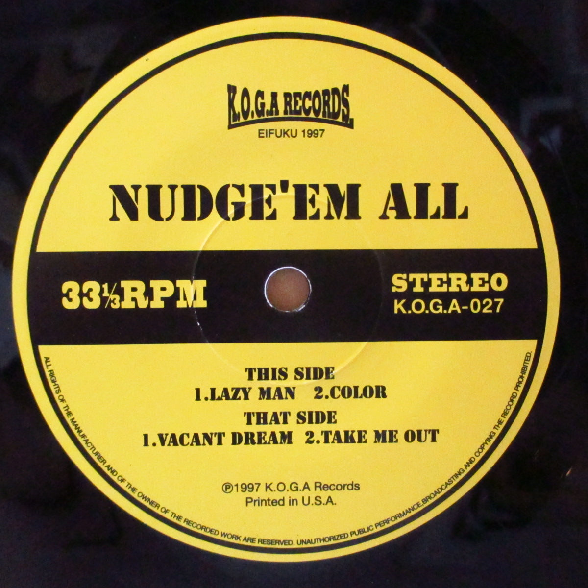 NUDGE'EM ALL (ナッヂエム・オール)  - Lazy Man (Japan '97 オリジナル4曲入り 7インチ+光沢ソフト紙ジャケ)