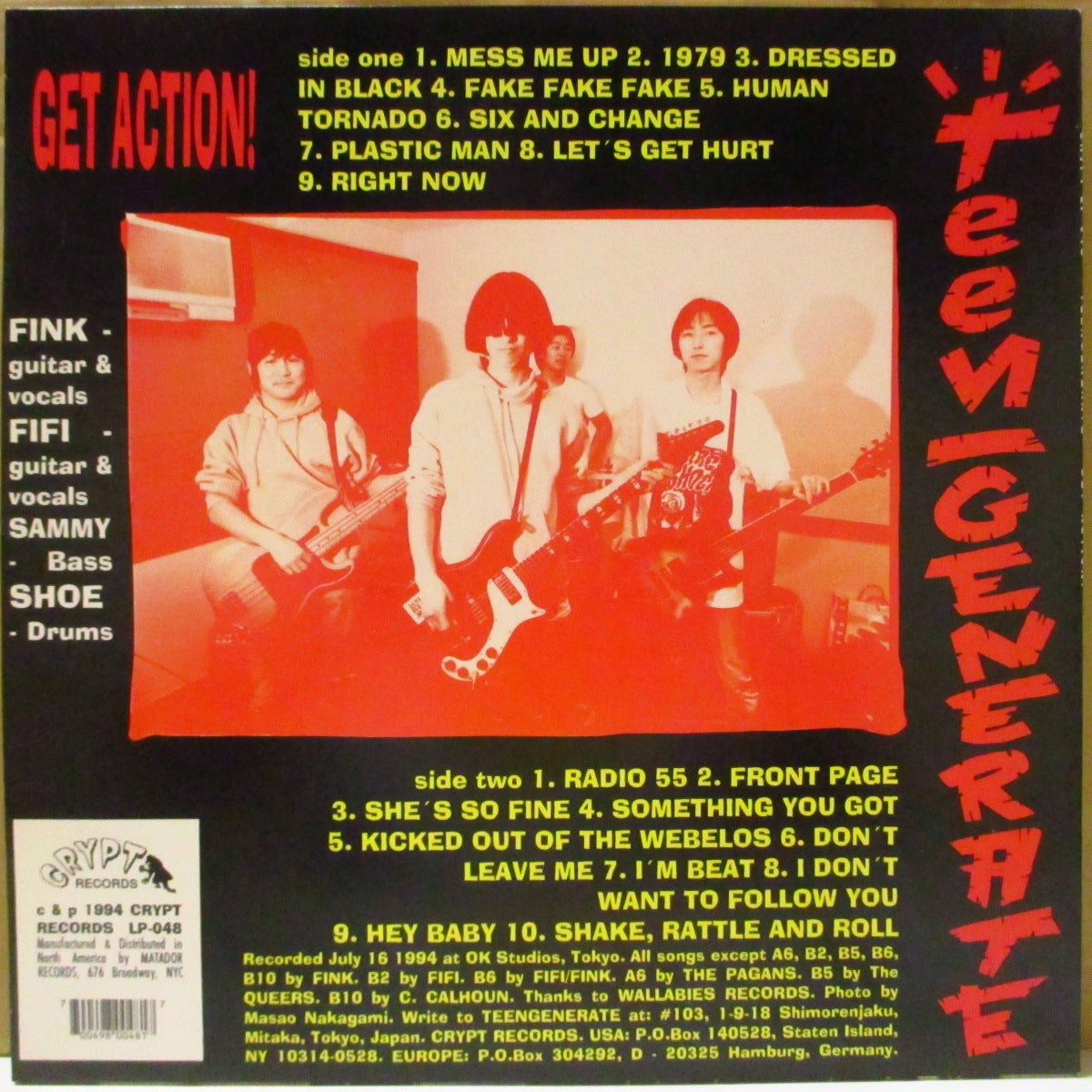 TEENGENERATE (ティーンジェネレイト)  - Get Action! (US '94 オリジナル「黄ラベ」LP) '94年2ndアルバム