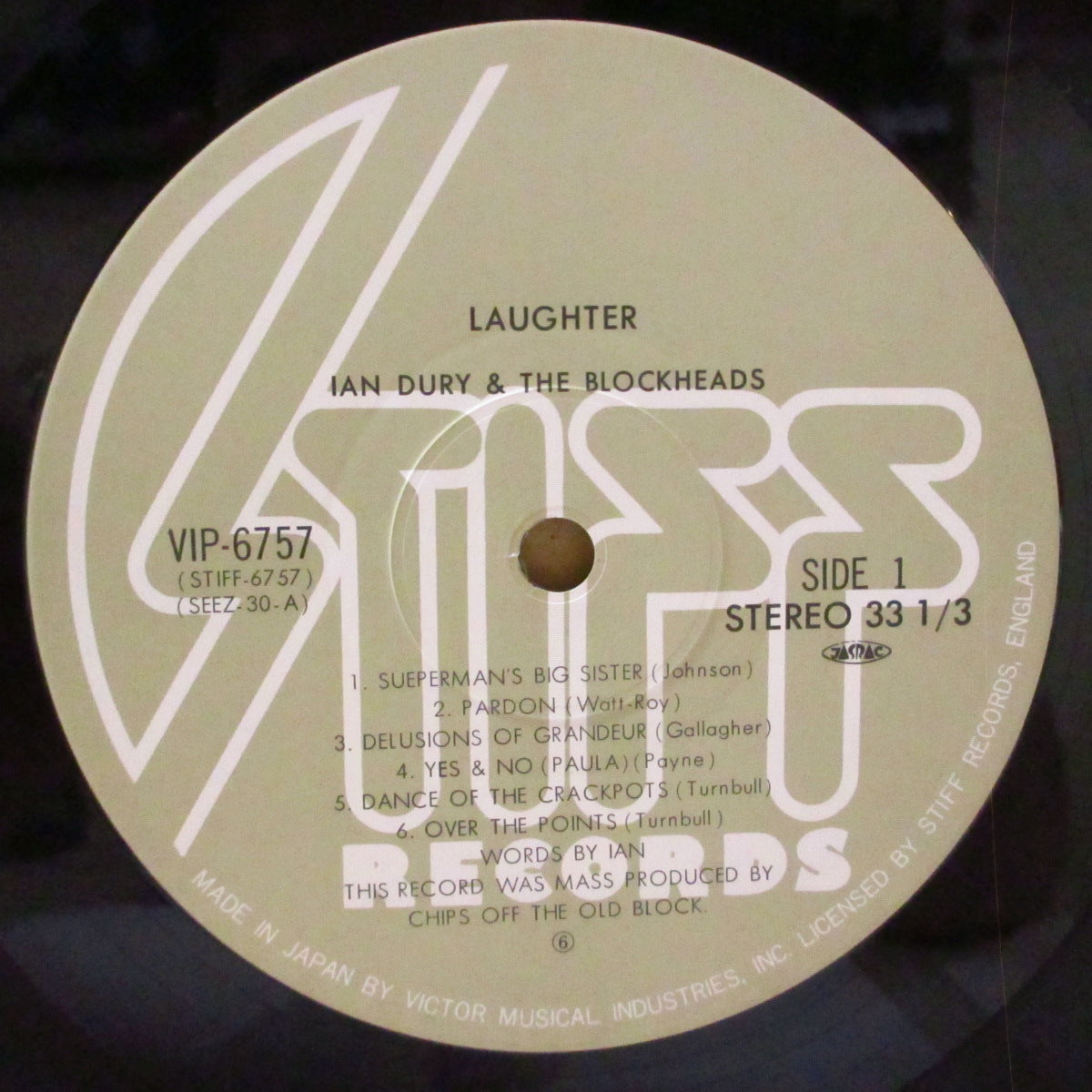 IAN DURY & THE BLOCKHEADS (イアン・デューリー＆ブロックヘッズ)  - ラーフター：Laughter (Japan オリジナル LP+帯, 見開きインサート) '80年3rdアルバム