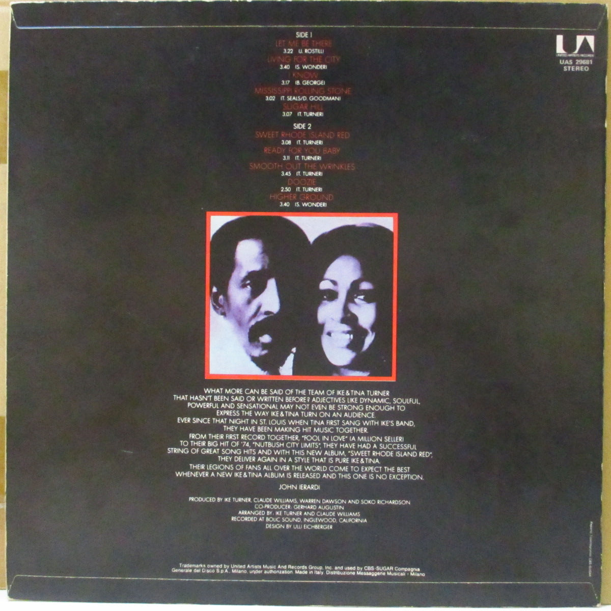 IKE & TINA TURNER (アイク＆ティナ・ターナー)  - Sweet Rhode Island Red (Italy オリジナル・ステレオ LP/両面コーティング・ジャケ)