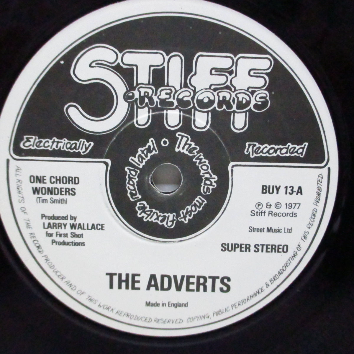 ADVERTS, THE (アドヴァーツ)  - One Chord Wonders (UK '79 再発「ギザ無 / フラットセンター」7"+光沢固紙折り返ジャケ)