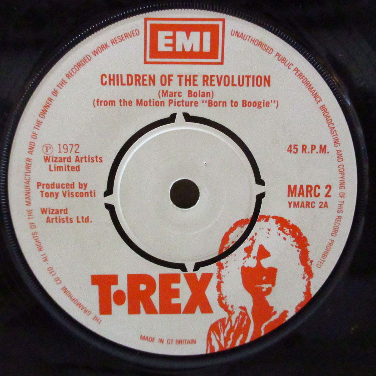 T.REX (Ｔ・レックス)  - Children Of The Revolution +2 (UK '72 オリジナル「A面のみ映画表記ラベ・ラウンドセンター」3曲入り7インチ+T.REXカンパニースリーブ)