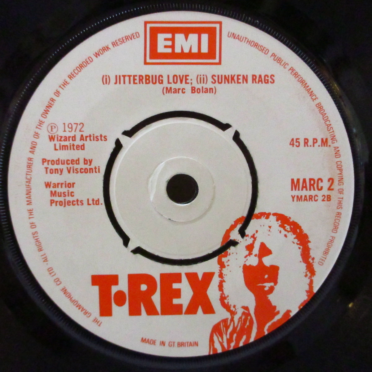 T.REX (Ｔ・レックス)  - Children Of The Revolution +2 (UK '72 オリジナル「A面のみ映画表記ラベ・ラウンドセンター」3曲入り7インチ+T.REXカンパニースリーブ)