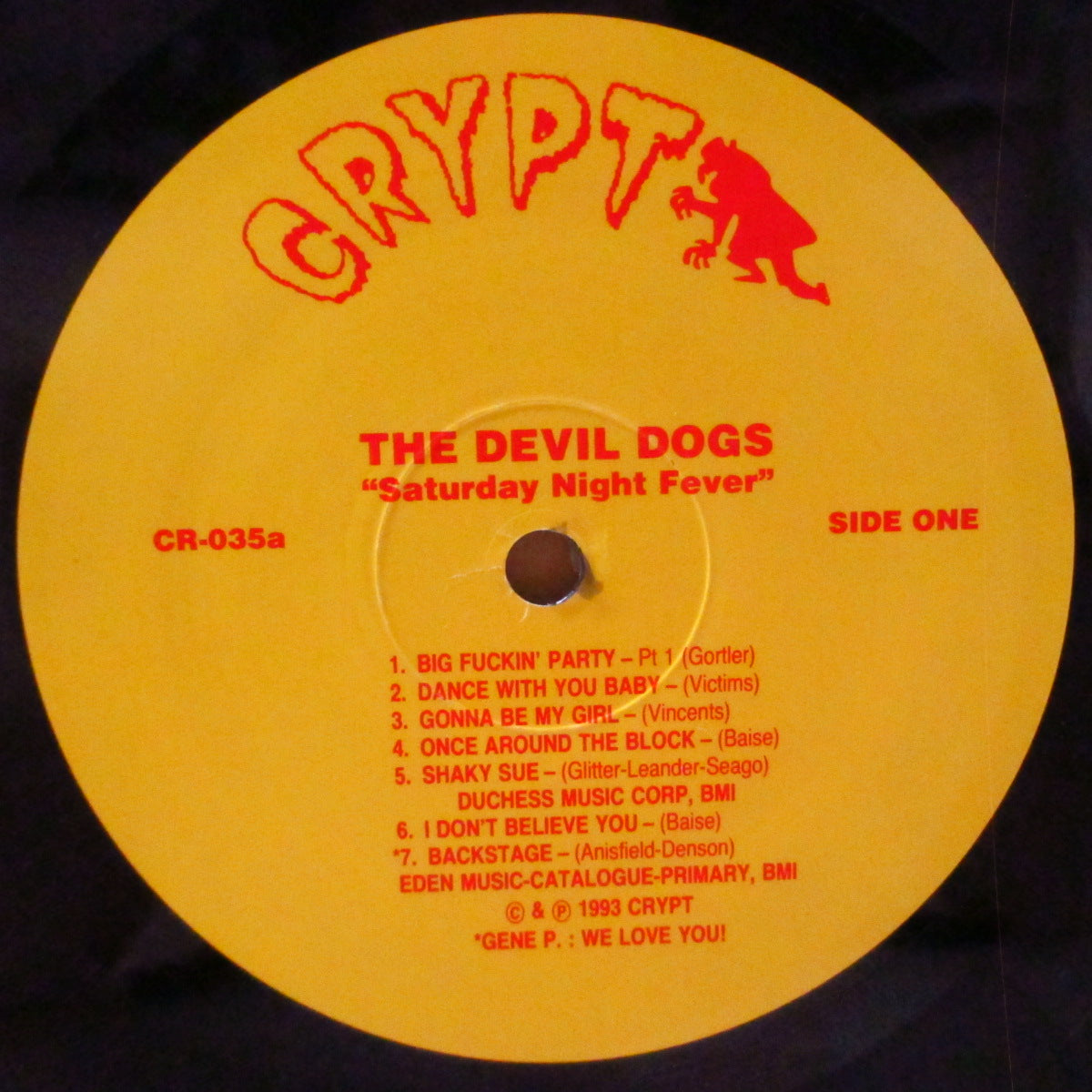 DEVIL DOGS, THE (デヴィル・ドッグス)  - Saturday Night Fever (German 00's 再発「赤小文字黄ラベ」「黒盤」  LP/裏面にレーベル住所表記ジャケ) '93年3rdフルアルバム