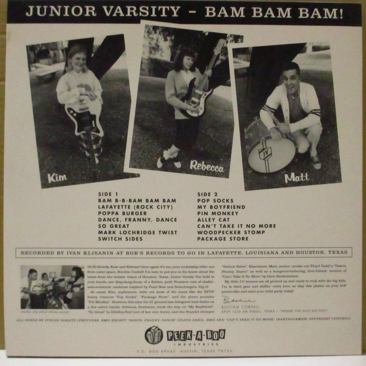 JUNIOR VARSITY  (ジュニア・ヴァーシティ)  - Bam Bam Bam! (US オリジナル LP+インサート) '00年1stアルバム 