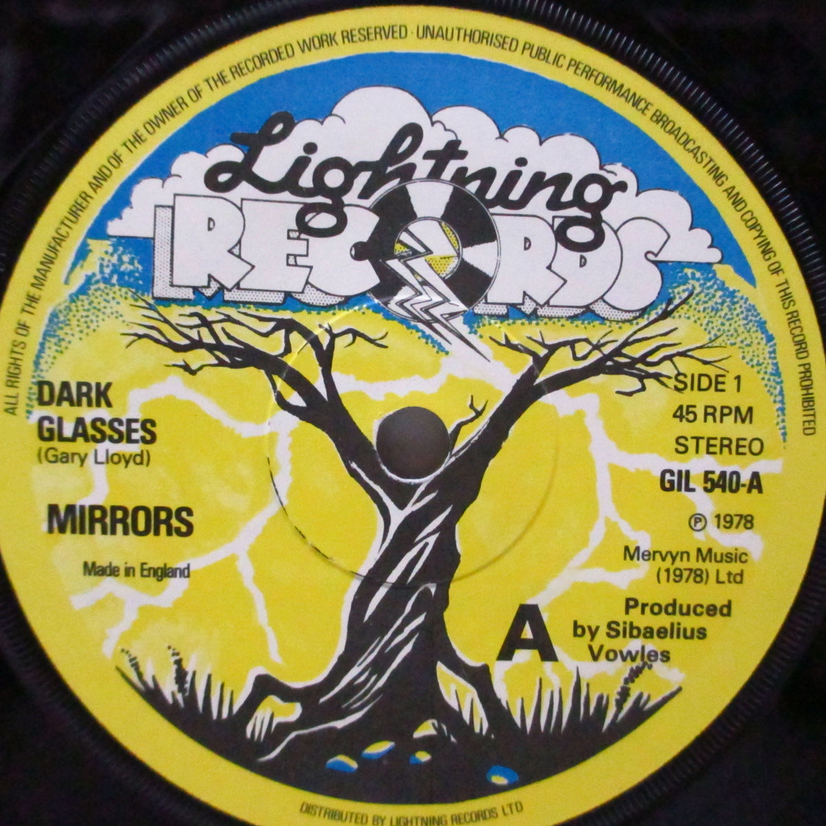 MIRRORS, THE (ザ ・ミラーズ)  - Dark Glasses (UK オリジナル 7"/マットソフト紙折り返しジャケ) '78年セカンド＆ラスト！