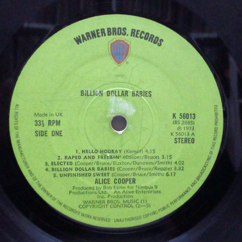 ALICE COOPER (アリス・クーパー)  - Billion Dollar Babies (UK 初回オリジナル「緑ラベ」LP+インナー、紙幣インサート/見開エンボス・ウォレットジャケ)