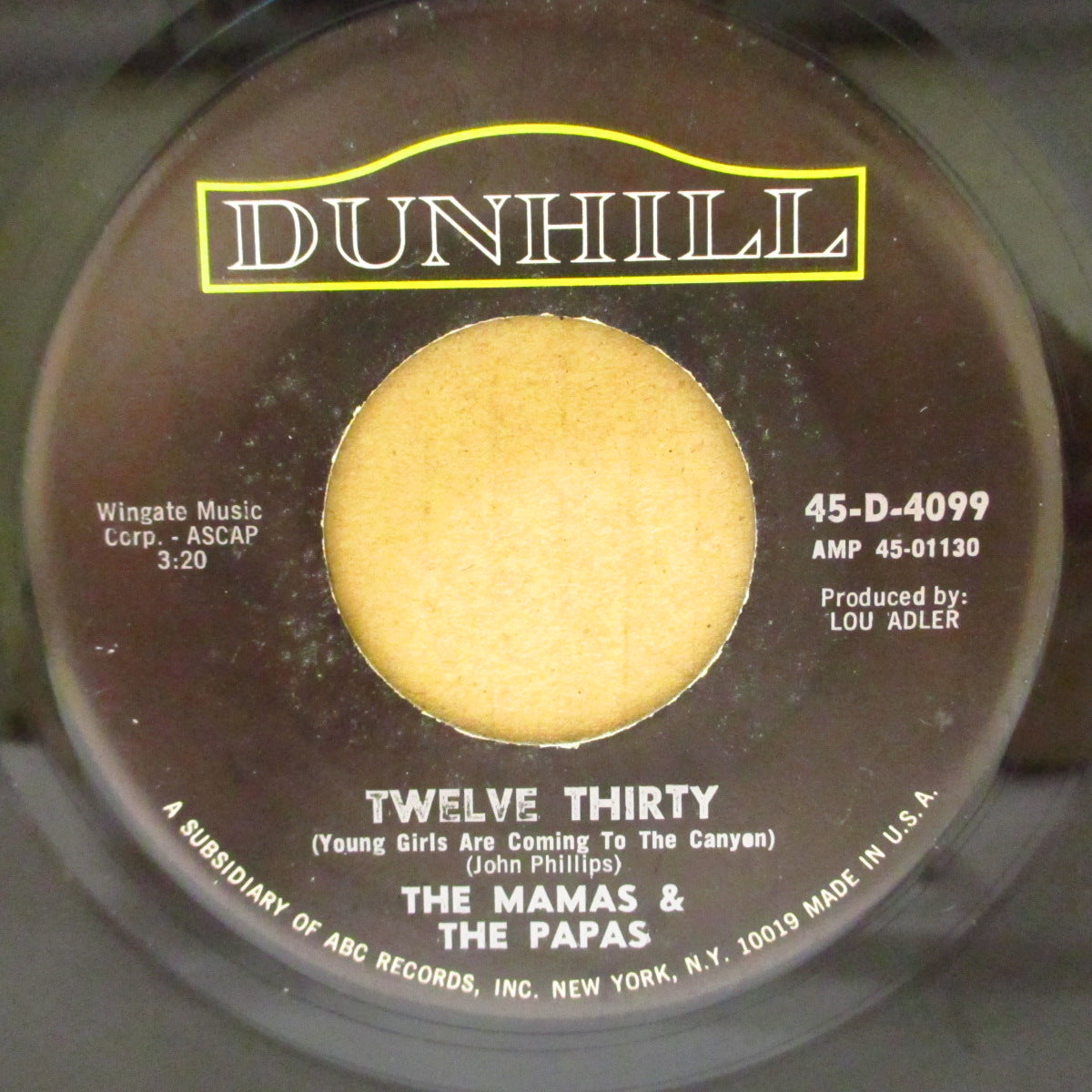MAMAS & THE PAPAS, THE (ザ・ママス ＆ ザ・パパス)  - Twelve Thirty (Young Girls Are Coming To The Canyon) (US '67 オリジナル7インチ/副題ありバージョン)