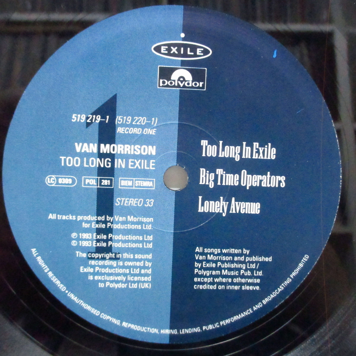 VAN MORRISON (ヴァン・モリソン)  - Too Long Exile (EU オリジナル「青ラベ」2xLP/光沢見開きジャケ) '93年、22作目アルバム !