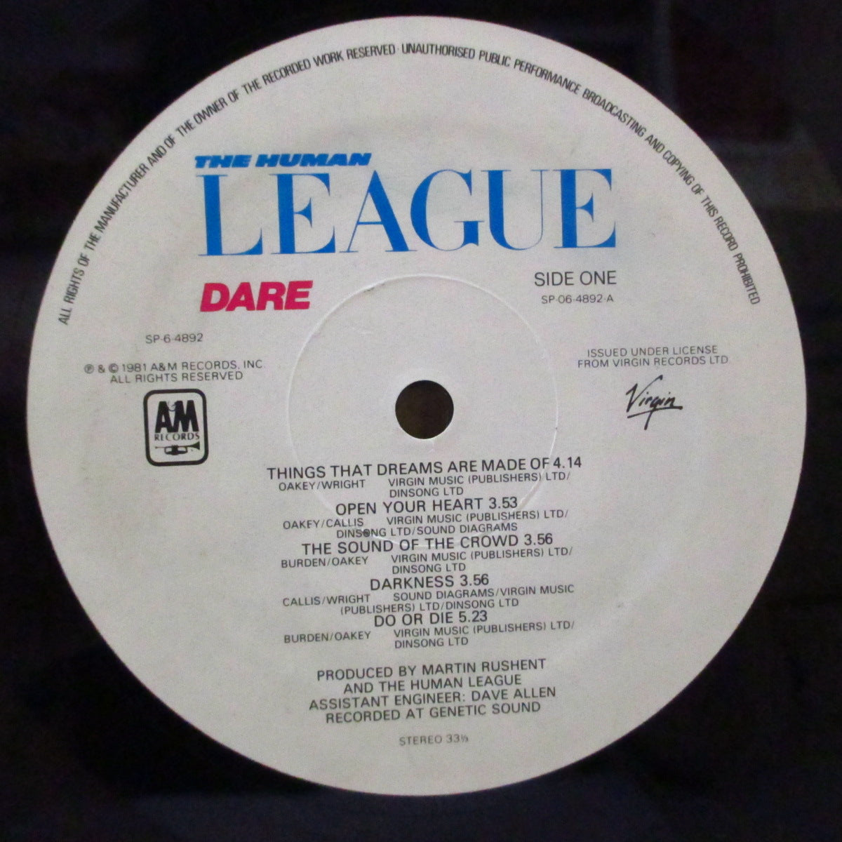 HUMAN LEAGUE, THE (ザ・ヒューマン・リーグ)  - Dare! (US オリジナル LP+ソフト紙インナー/光沢見開きジャケ) '81年3rdアルバム