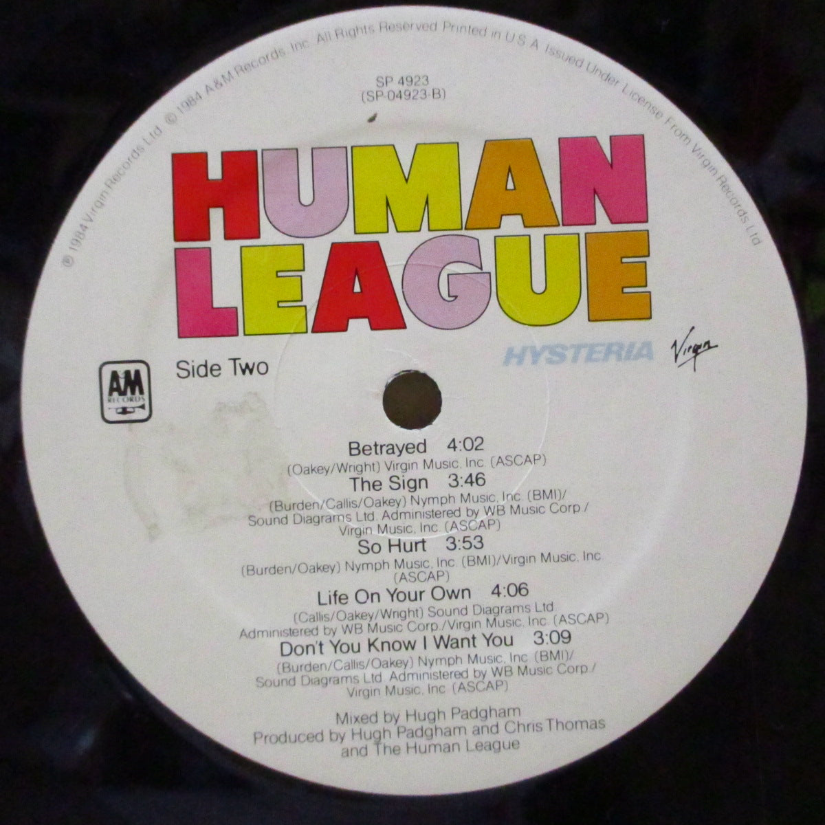 HUMAN LEAGUE, THE (ヒューマン・リーグ)  - Hysteria (US オリジナル LP+インナー/光沢見開きジャケ)