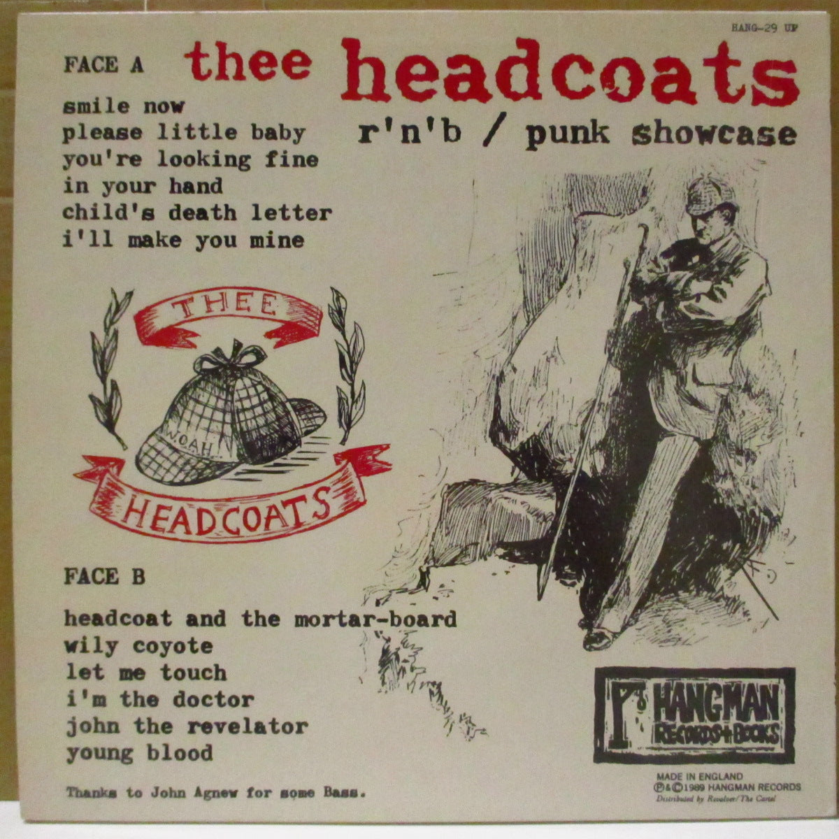 HEADCOATS (ヘッドコーツ)  - Head Coats Down (UK '89 初回オリジナル LP) '89年1stアルバム