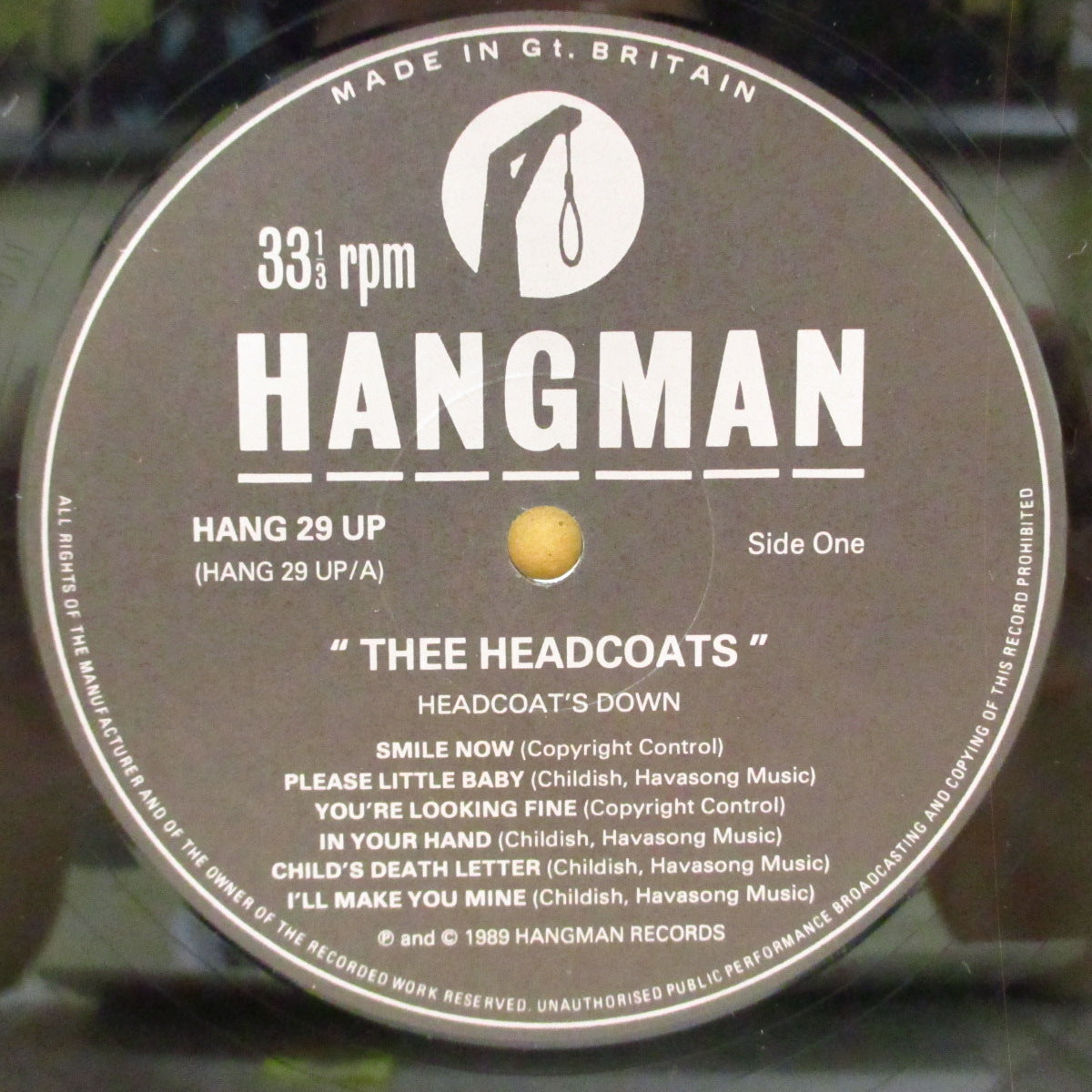 HEADCOATS (ヘッドコーツ)  - Head Coats Down (UK '89 初回オリジナル LP) '89年1stアルバム