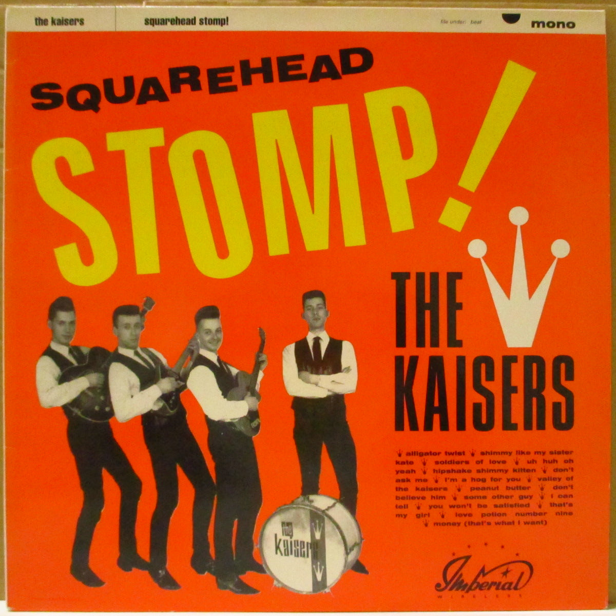 KAISERS, THE (カイザーズ)  - Squarehead Stomp! (UK オリジナル「A面曲順誤表記の黒&銀ラベ・16曲入り」モノラル LP) '93年1stアルバム